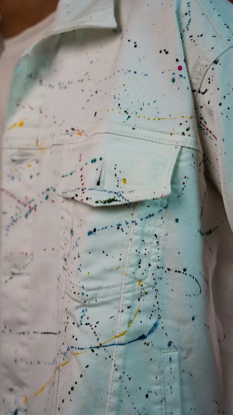 WHITE PAINTED DENIM MEN'S JACKET