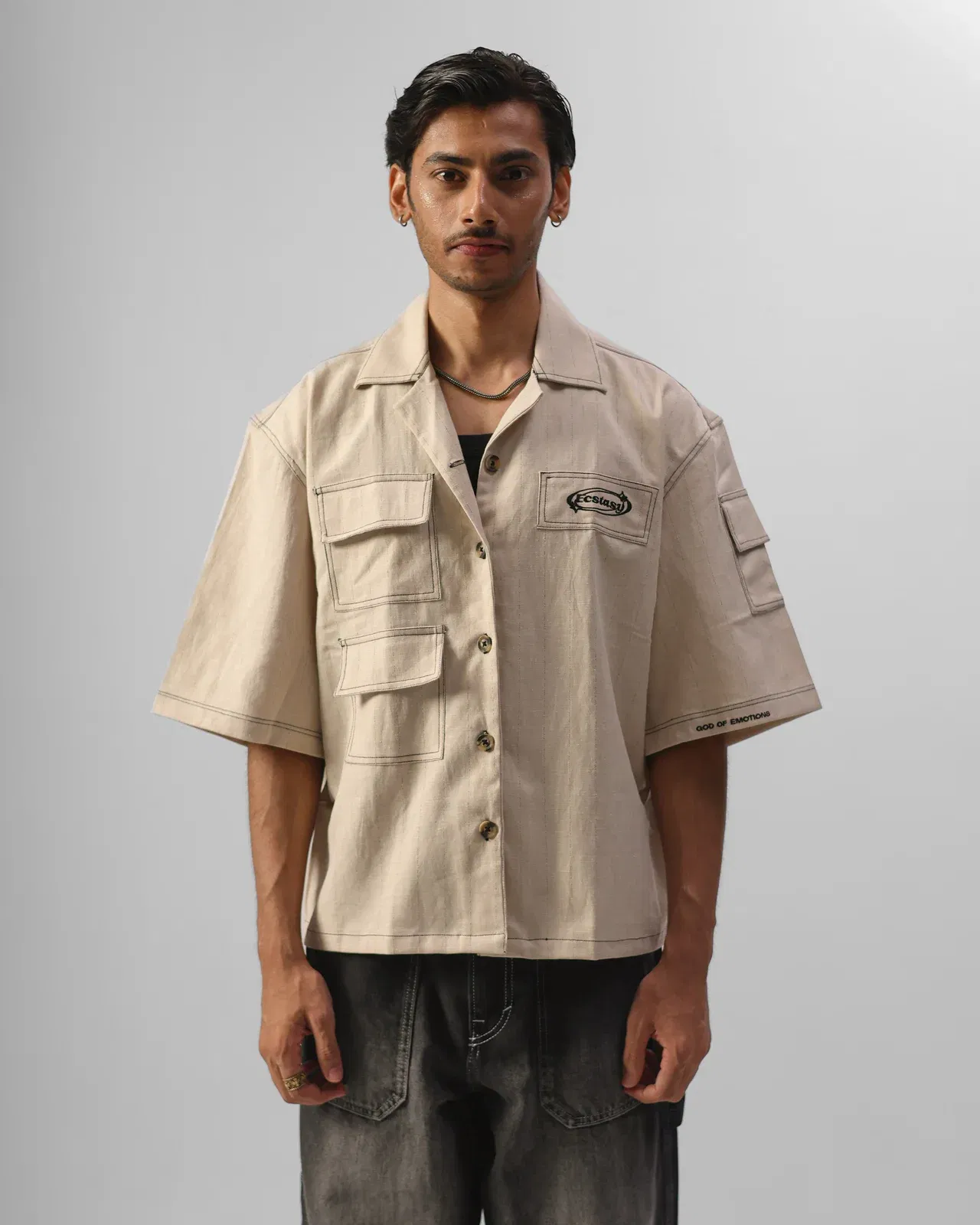 MOMENTOS CROPPED BOWLING SHIRT