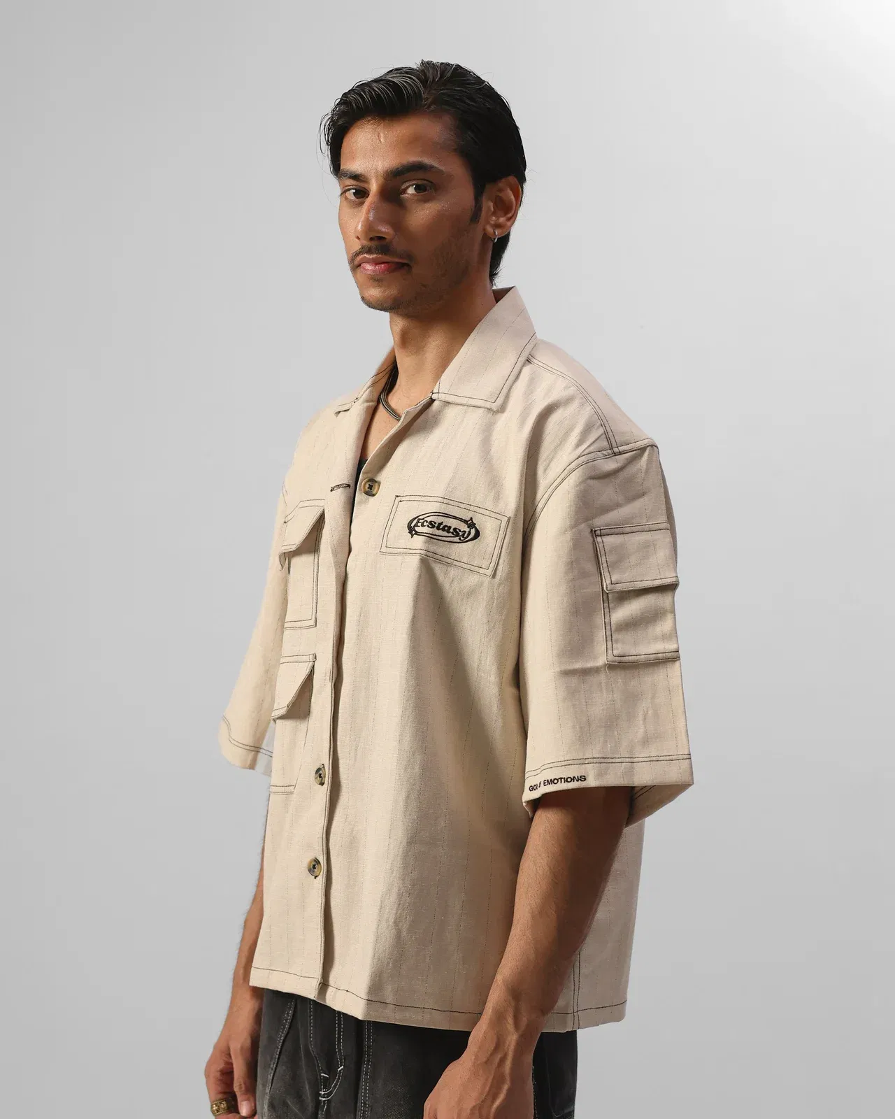 MOMENTOS CROPPED BOWLING SHIRT