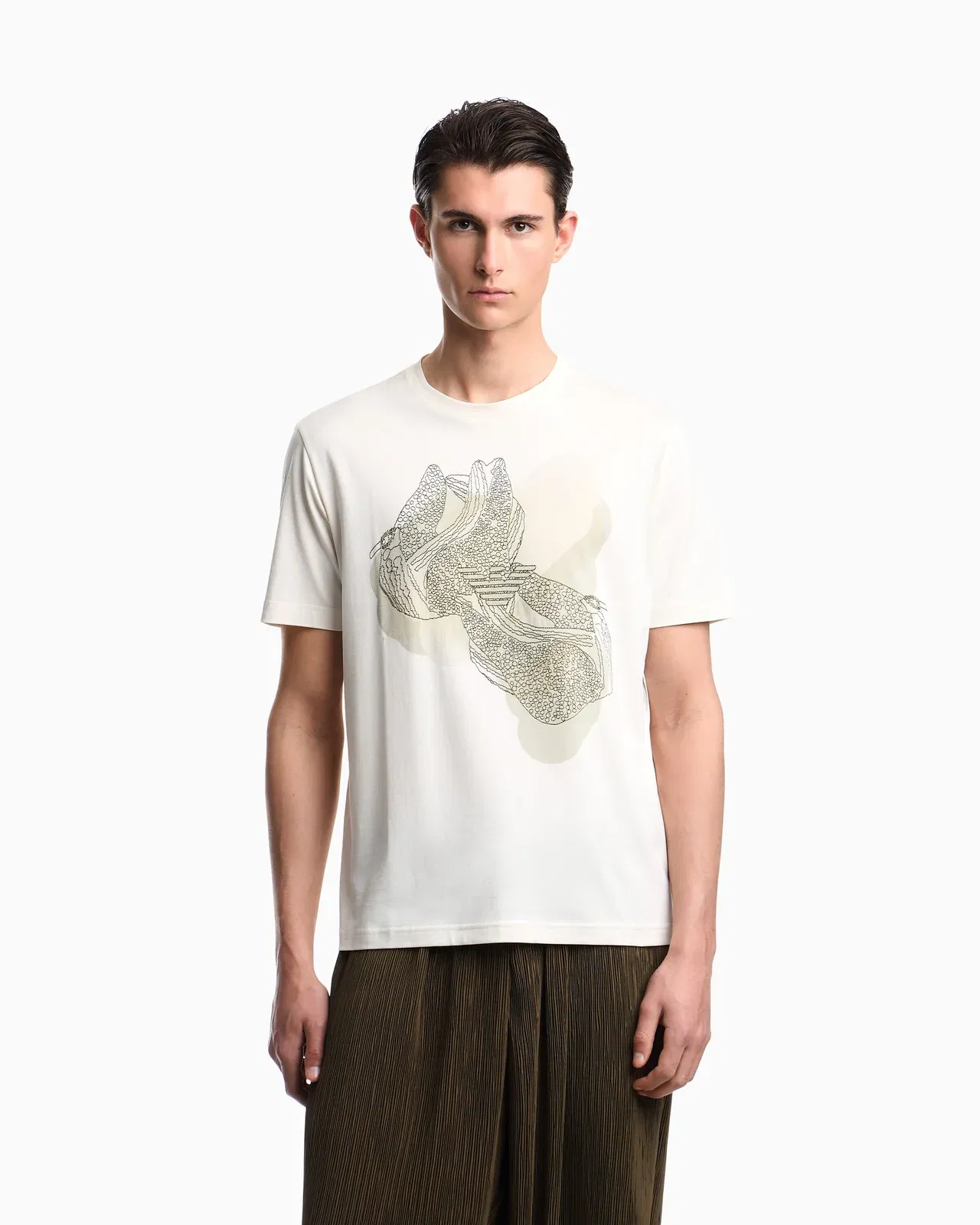 Emporio Armani Jersey T-shirt with embroidery and print
