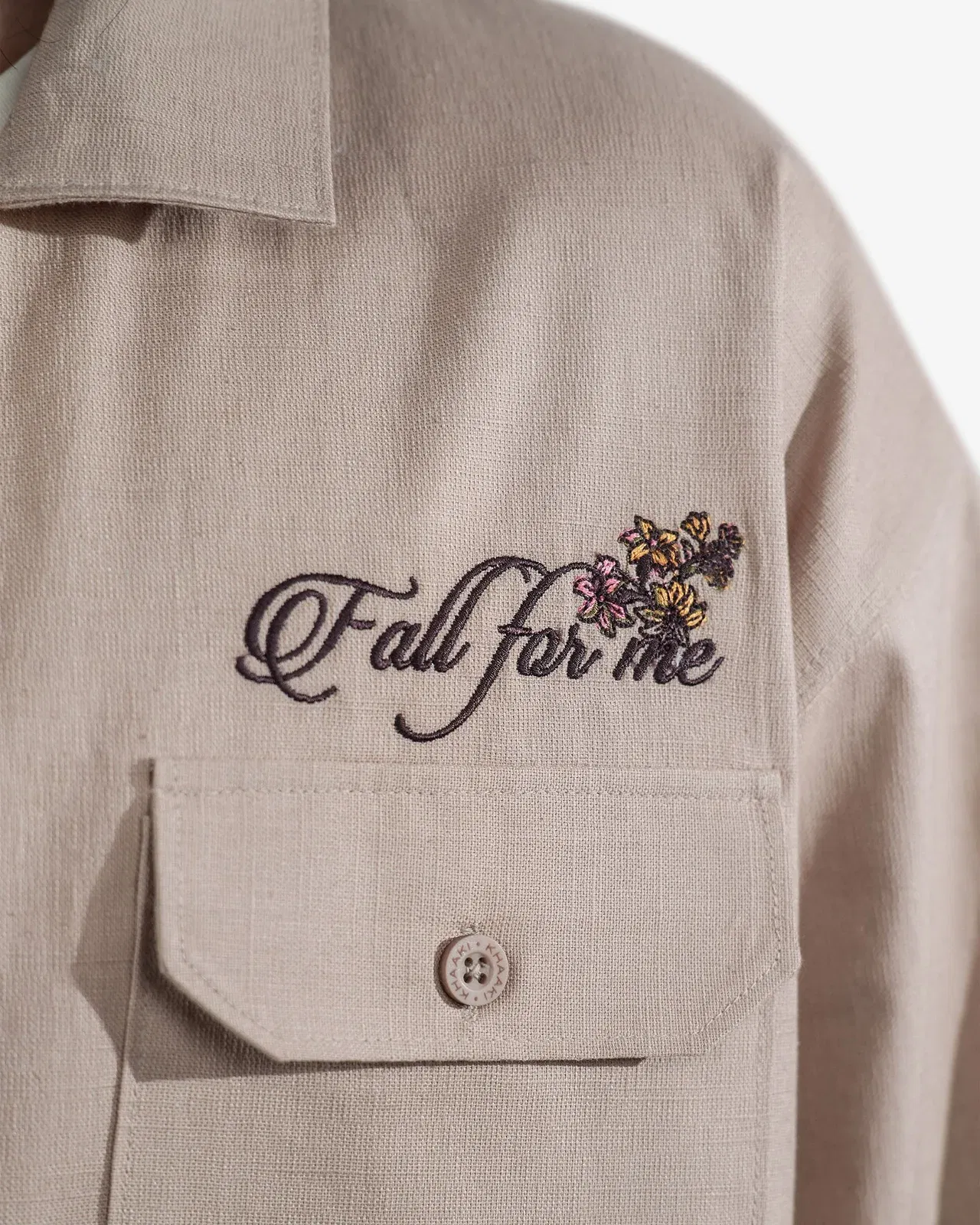Fall For Me - Beige Oversized Linen Shirt