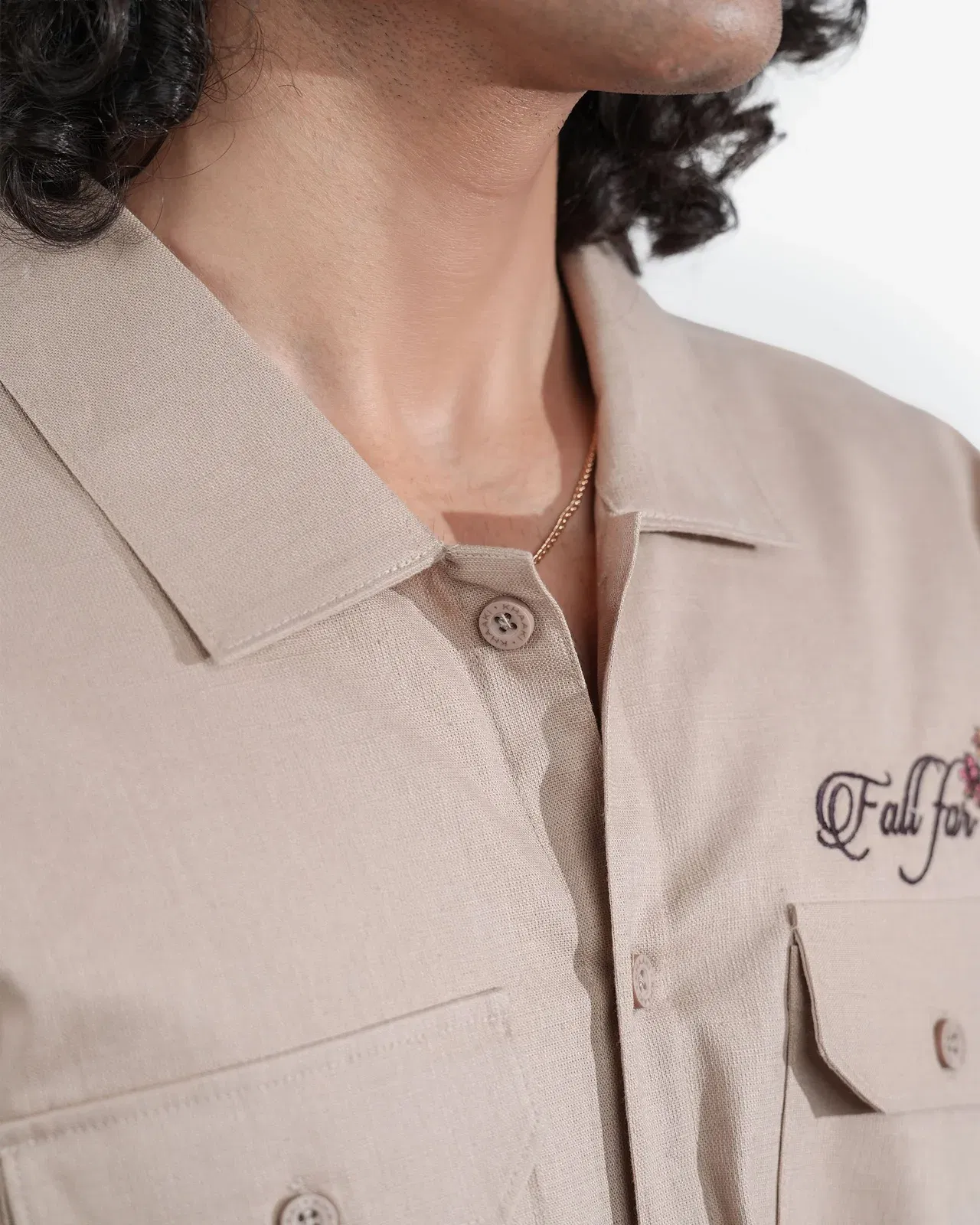 Fall For Me - Beige Oversized Linen Shirt