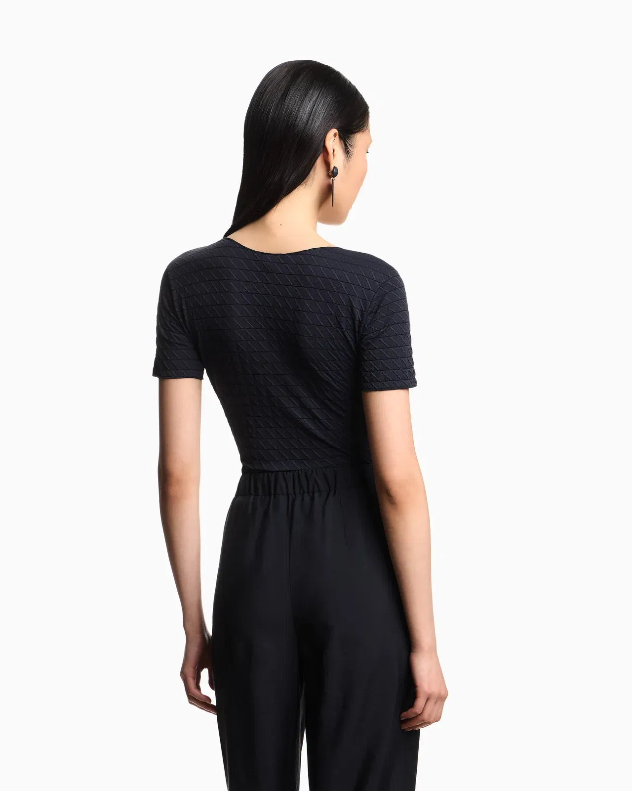 Emporio Armani Stretch nylon jersey jumper with jacquard motif