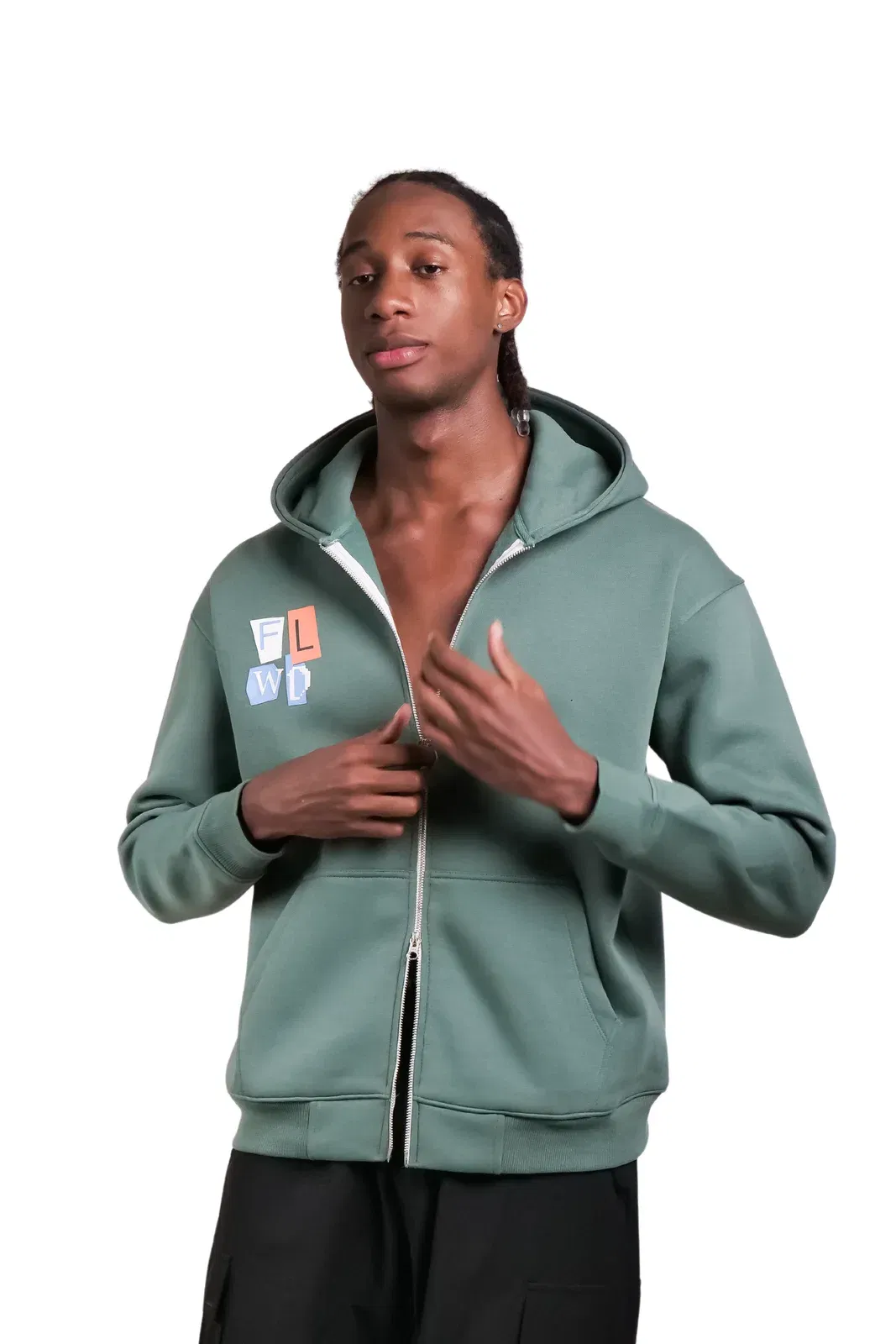 FLWD - The Thron V1 Seagreen Oversized Zipper Hood