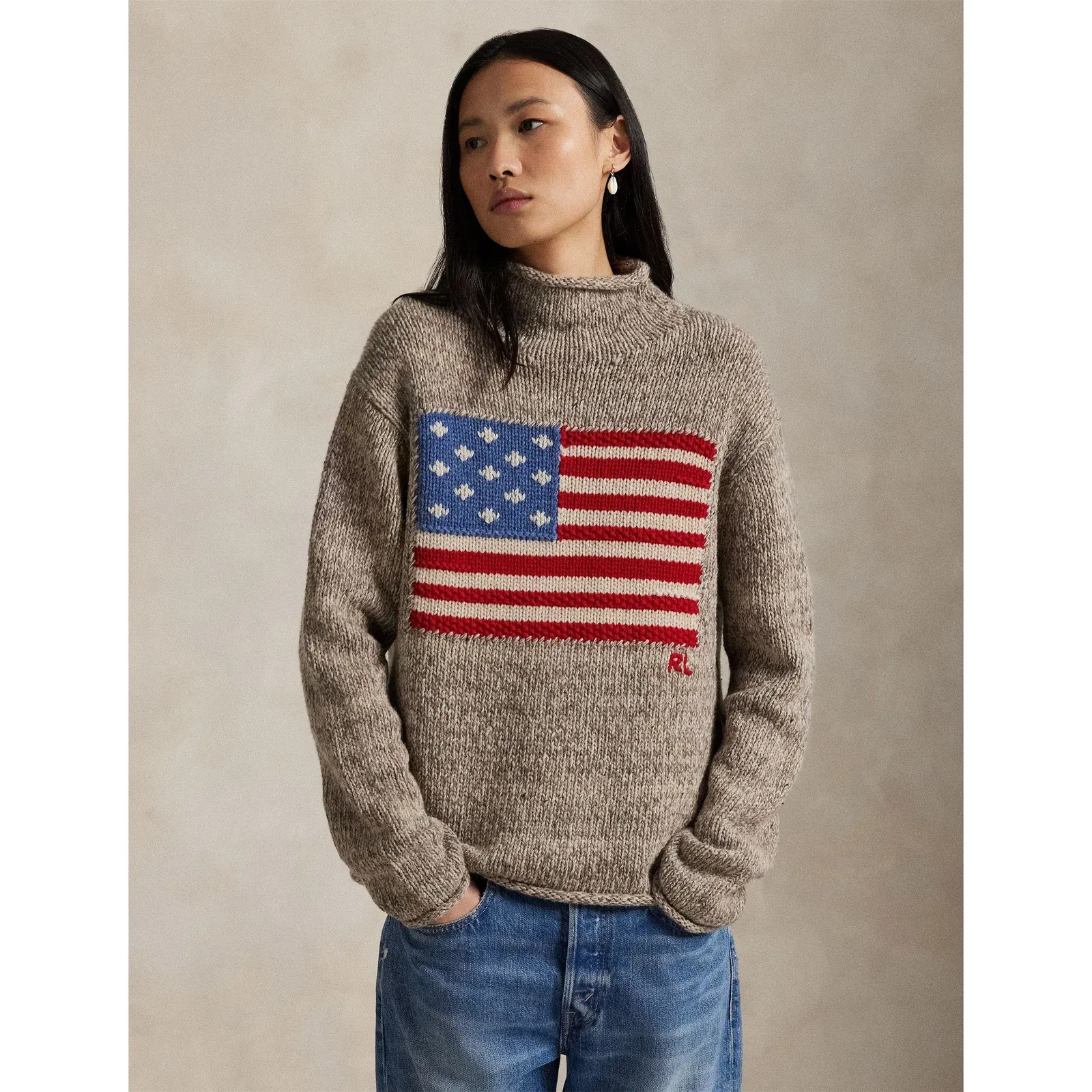 Flag Knitted Crew Neck Jumper