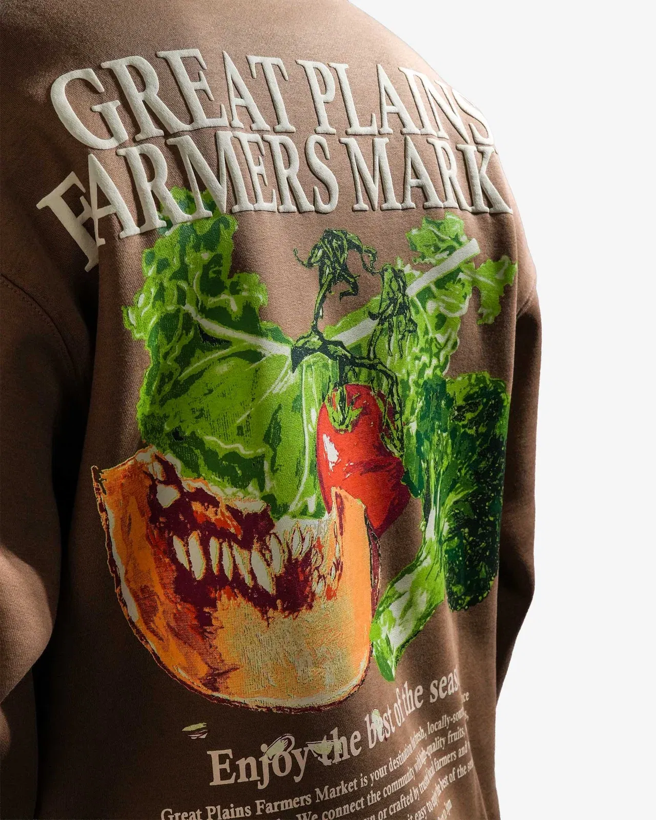 Farmer's Market - Tan Oversized Printed Sweatshirt