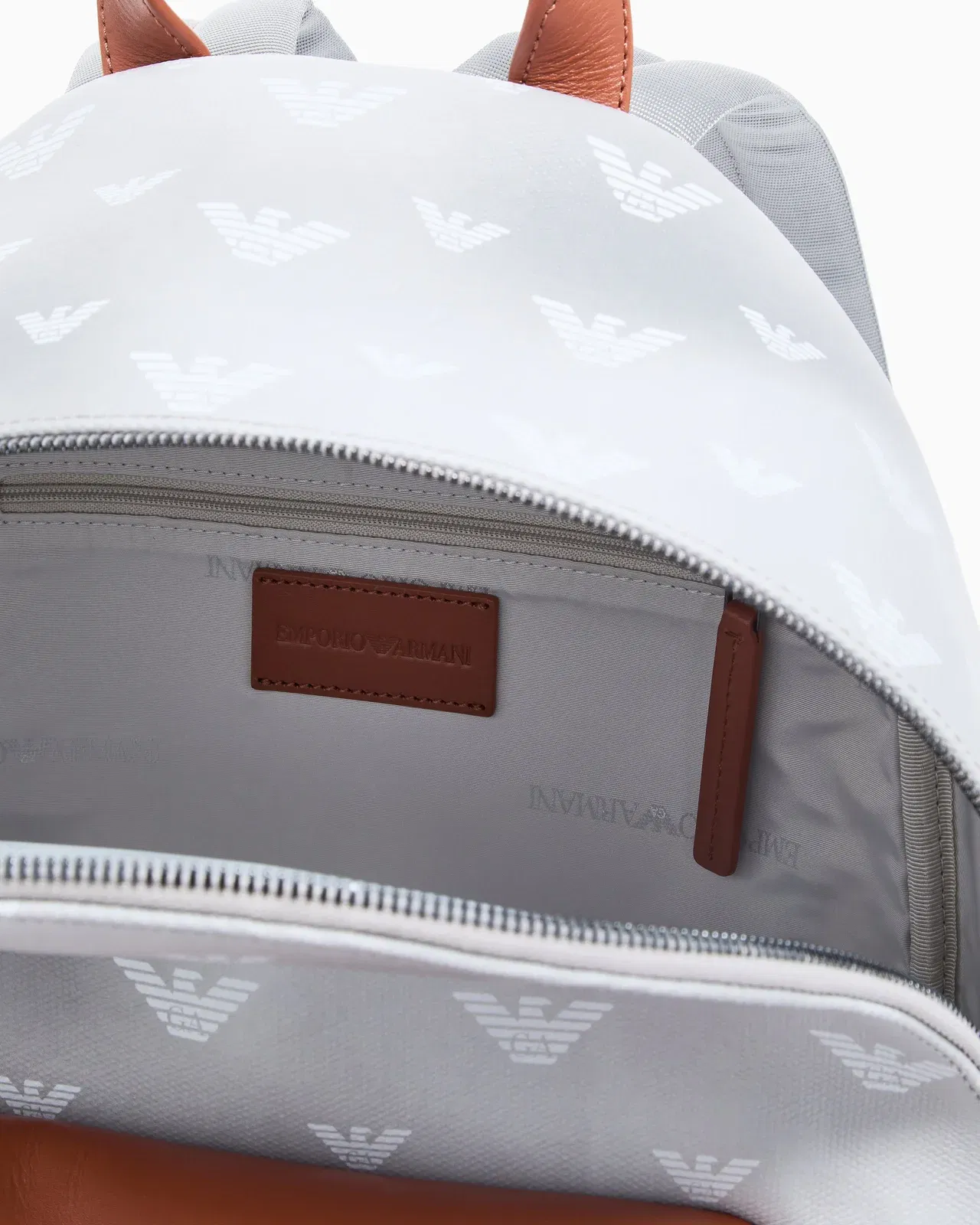 Emporio Armani Coated canvas backpack with all-over eagle