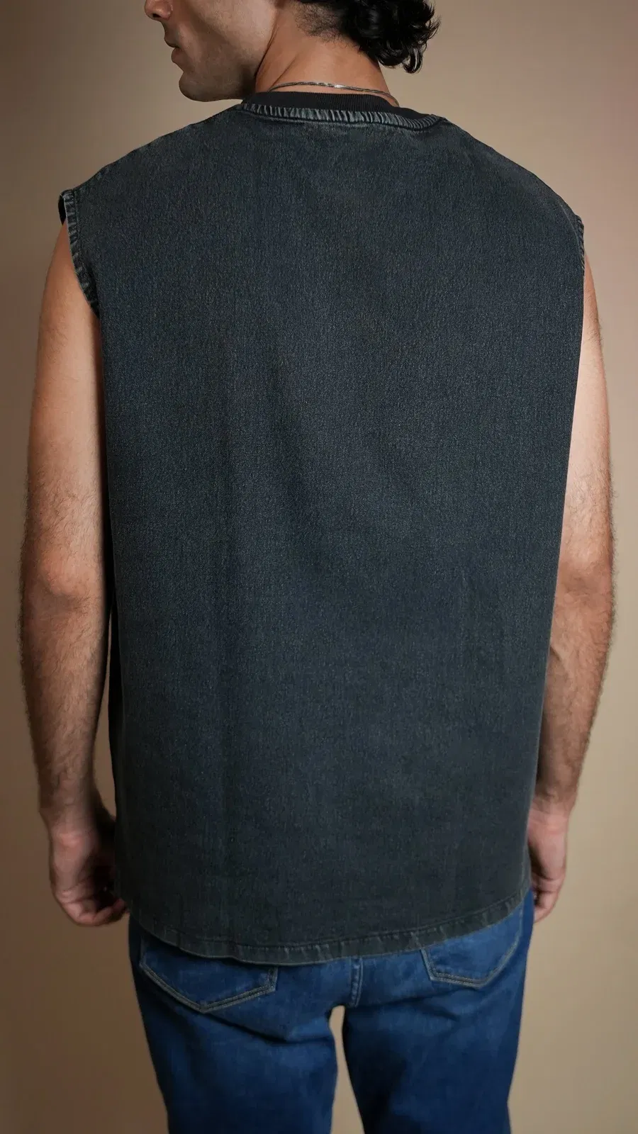 BLACK DENIM MEN'S TANK TOP