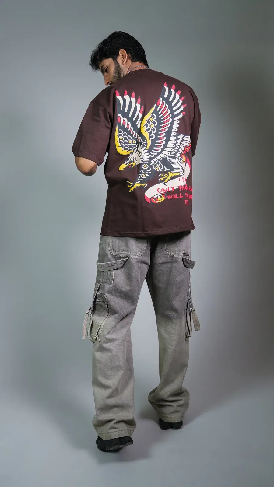 EAGLE EYE BROWN MEN’S OVERSIZED T-SHIRT