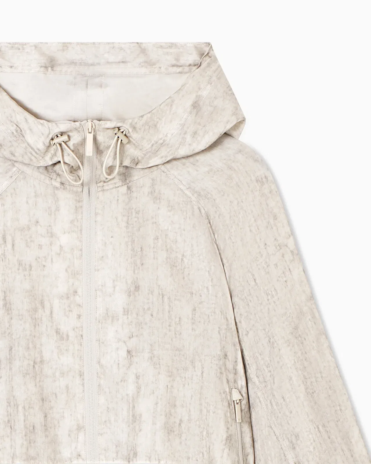Emporio Armani Hooded blouson in a flowing fabric with a mottled-effect print