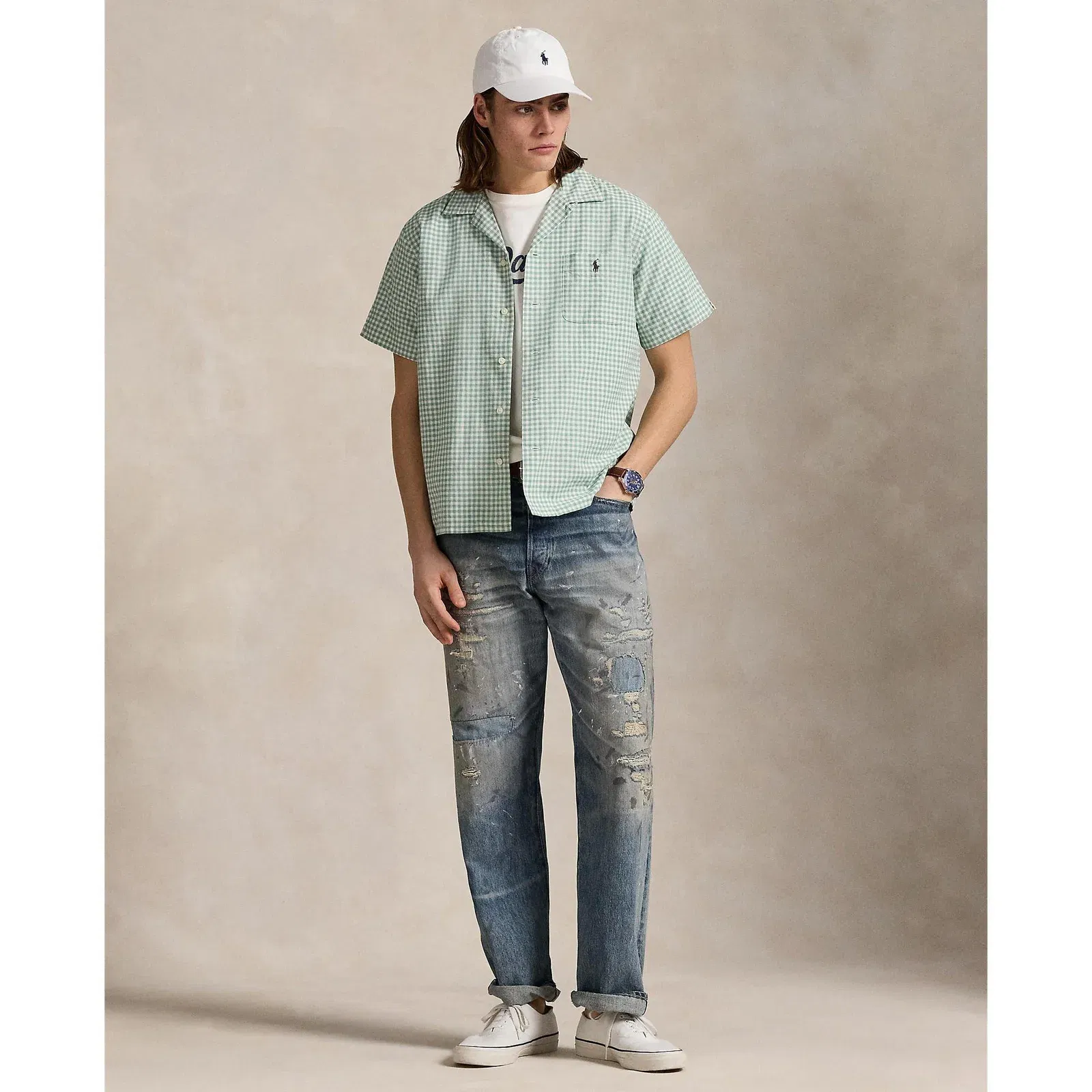 Gingham Short-Sleeve Patterned Shirt