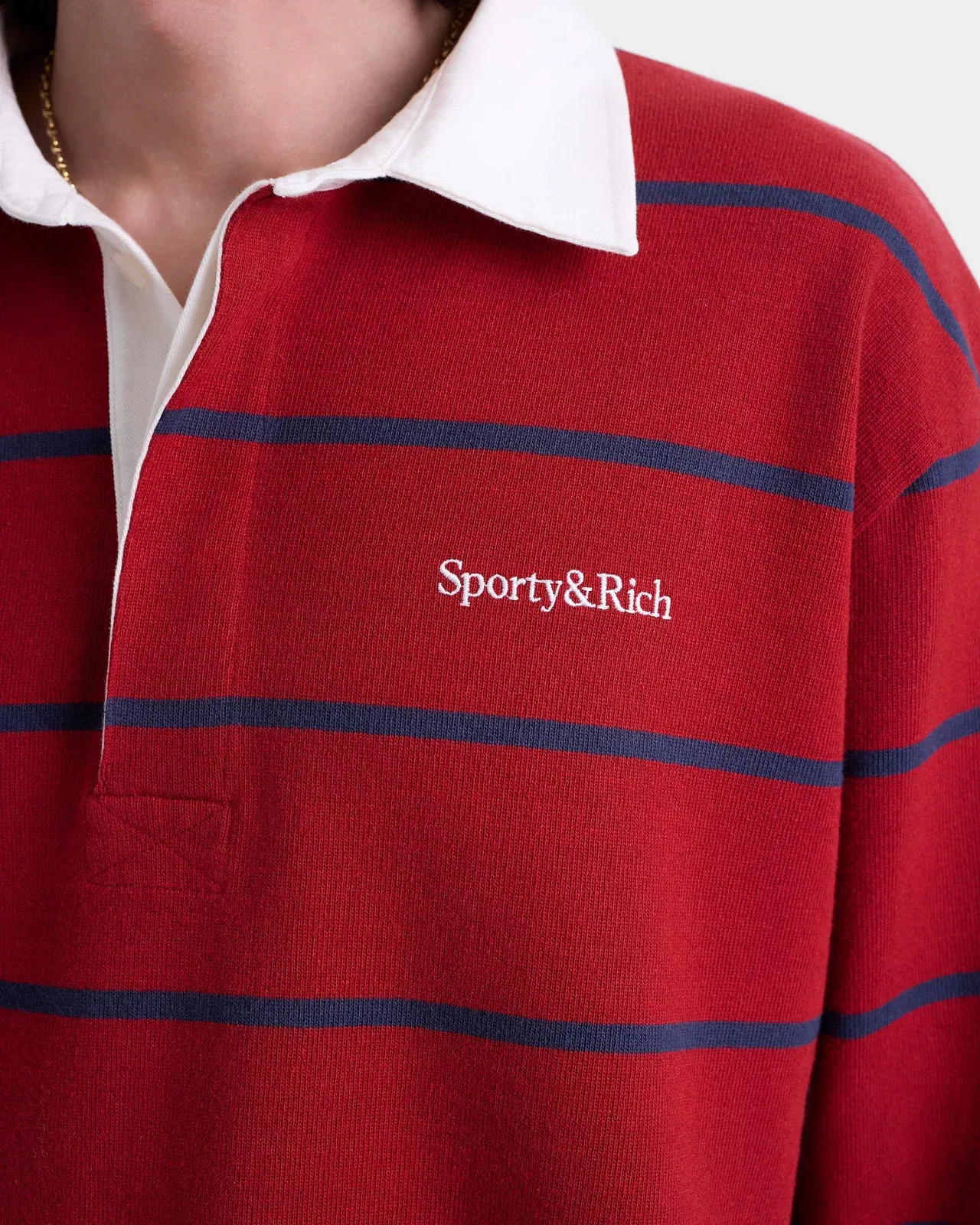 Serif Logo Rugby Polo Men - Merlot/White/Dark Navy