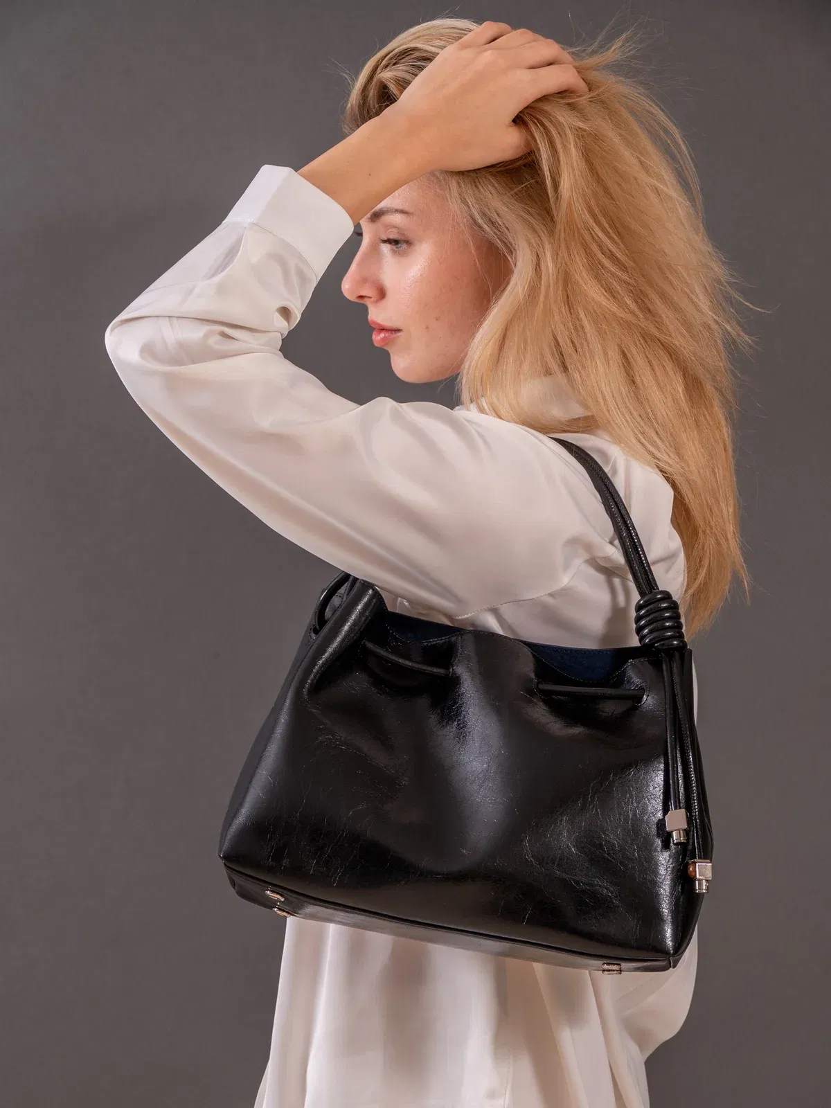 Terra - Ladies Leather Satchel Bag | Black