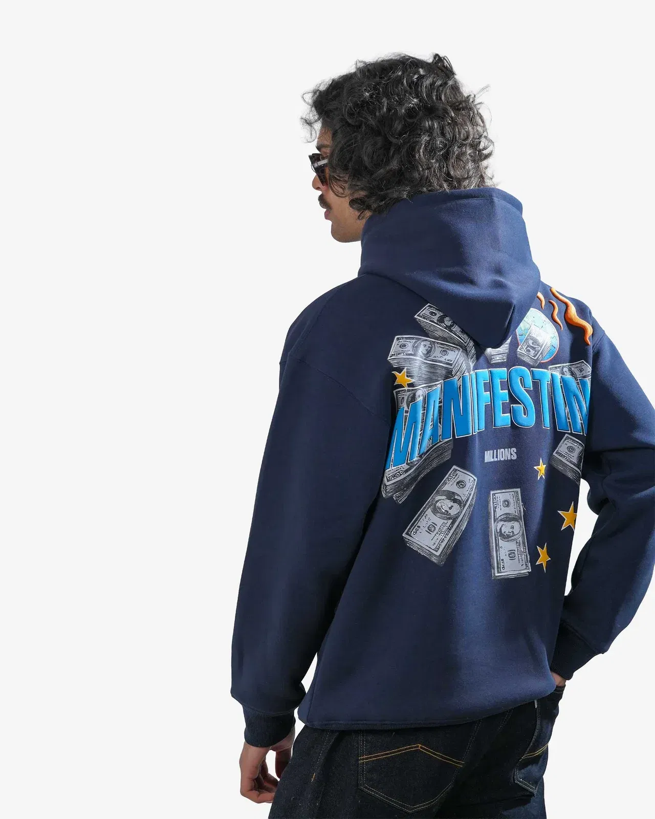 Selfmade - Navy Oversized Printed Hoodie