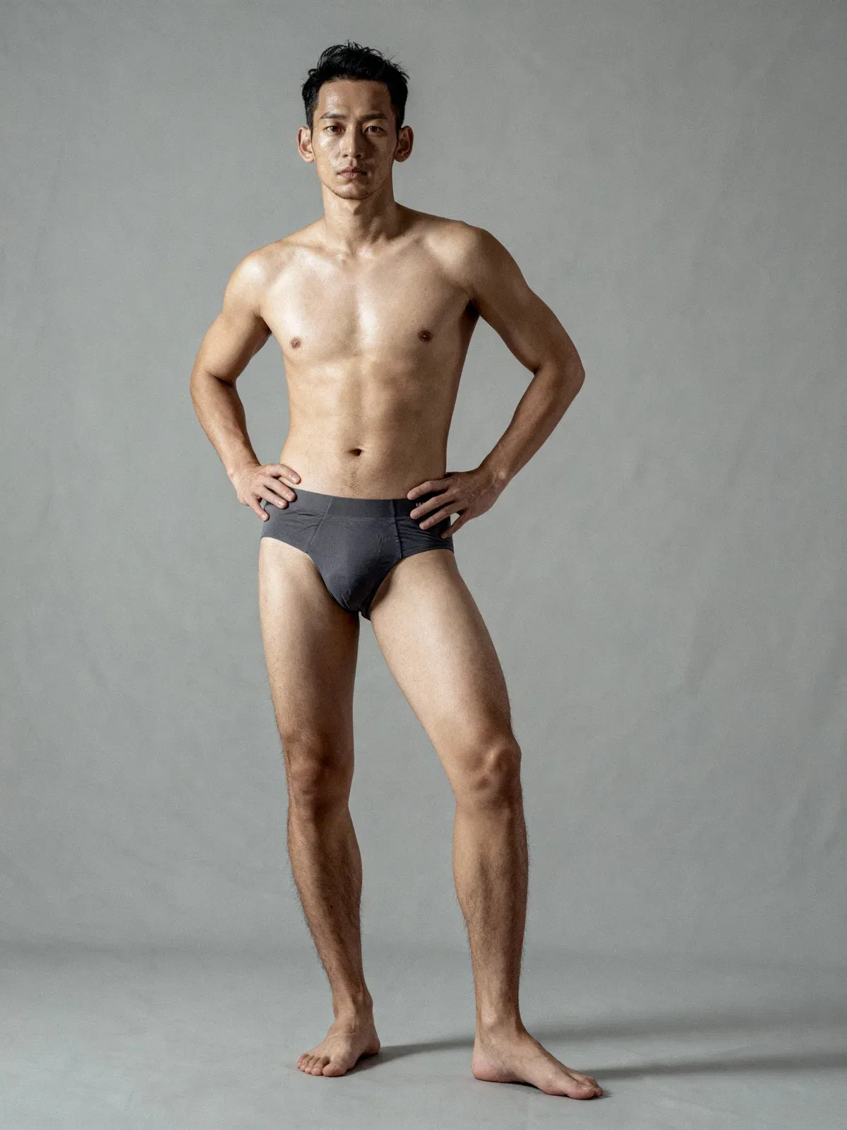 Men V Cut Dark Grey Solid Luxury Elastic Trunk by Manaca