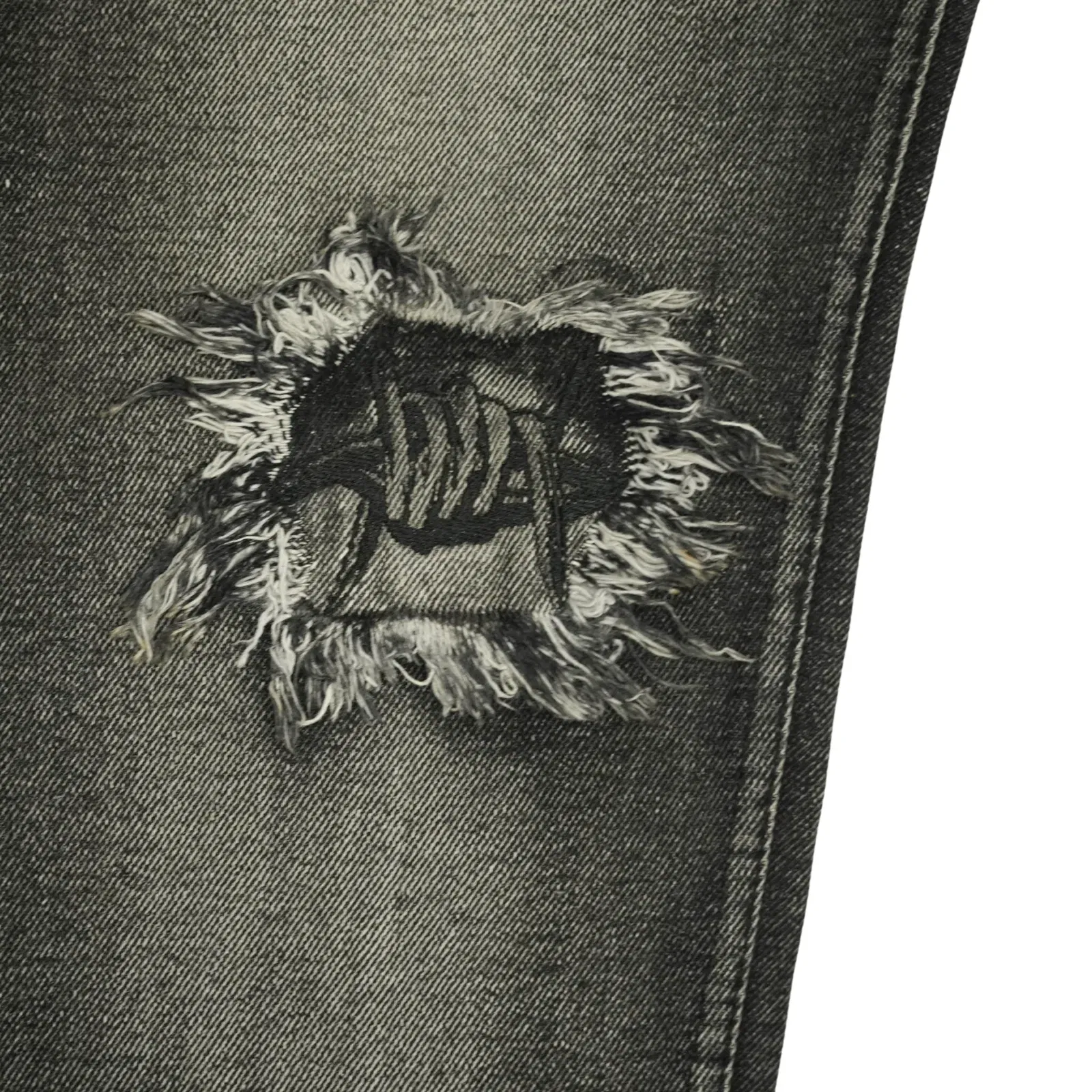 Frayed Collage Denim - Washed Black