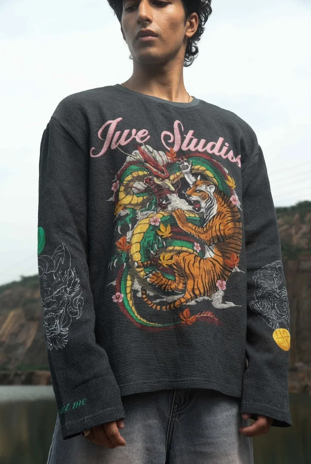 Dragon x Tiger Waffle Full Sleeve T-Shirt