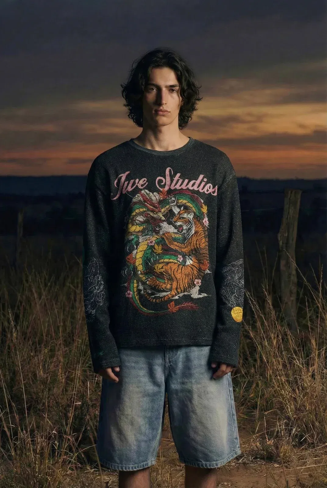 Dragon x Tiger Waffle Full Sleeve T-Shirt