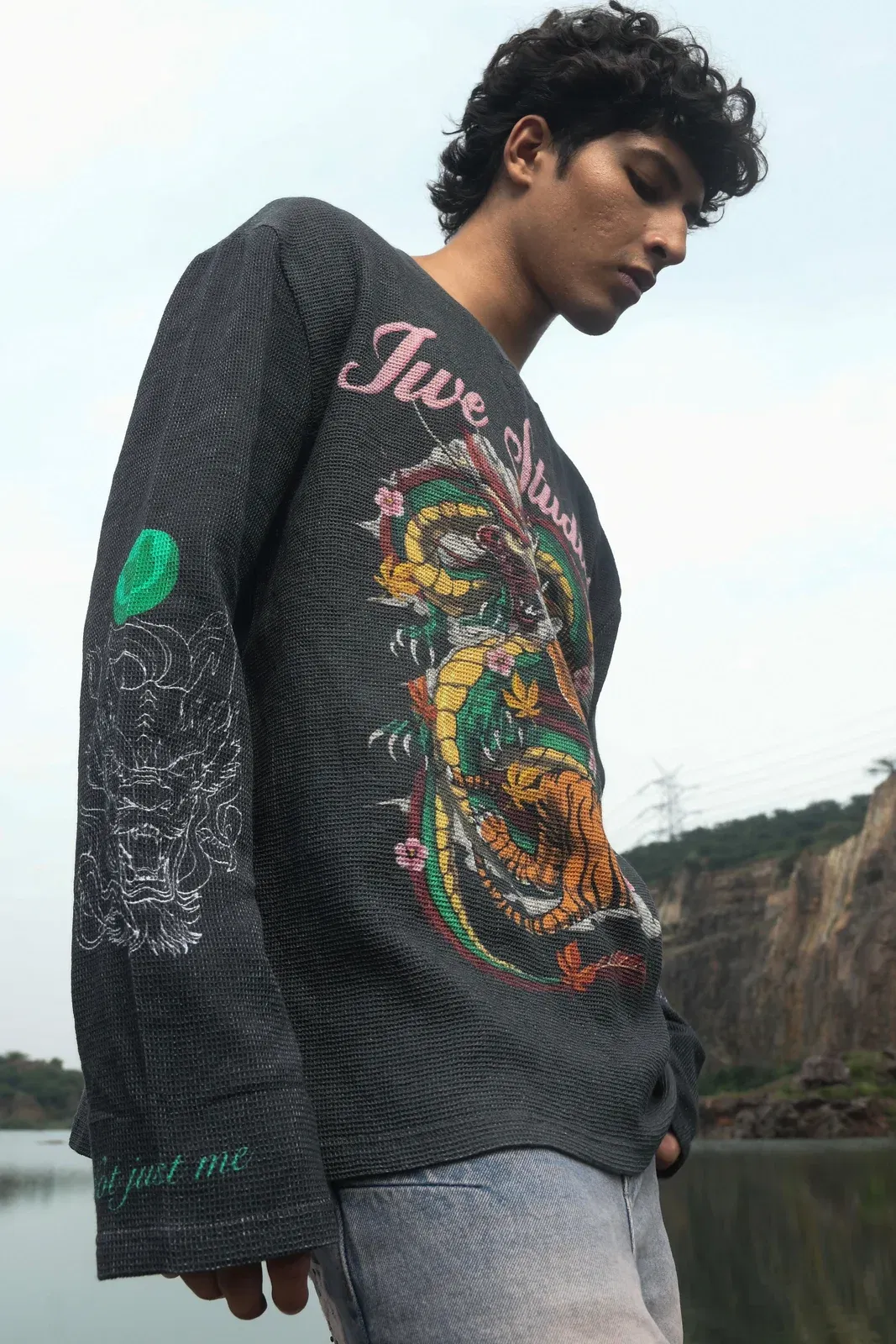 Dragon x Tiger Waffle Full Sleeve T-Shirt