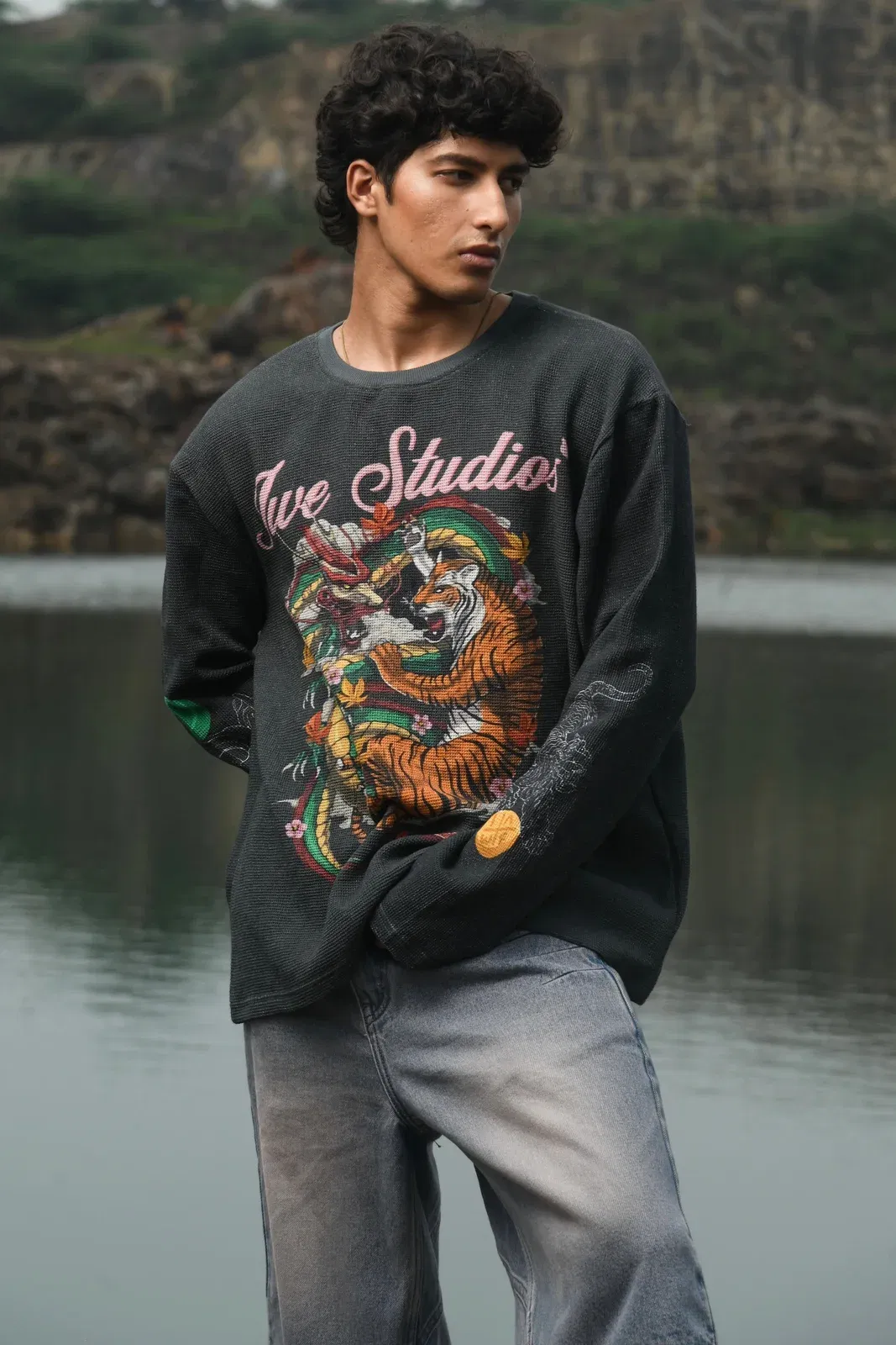 Dragon x Tiger Waffle Full Sleeve T-Shirt