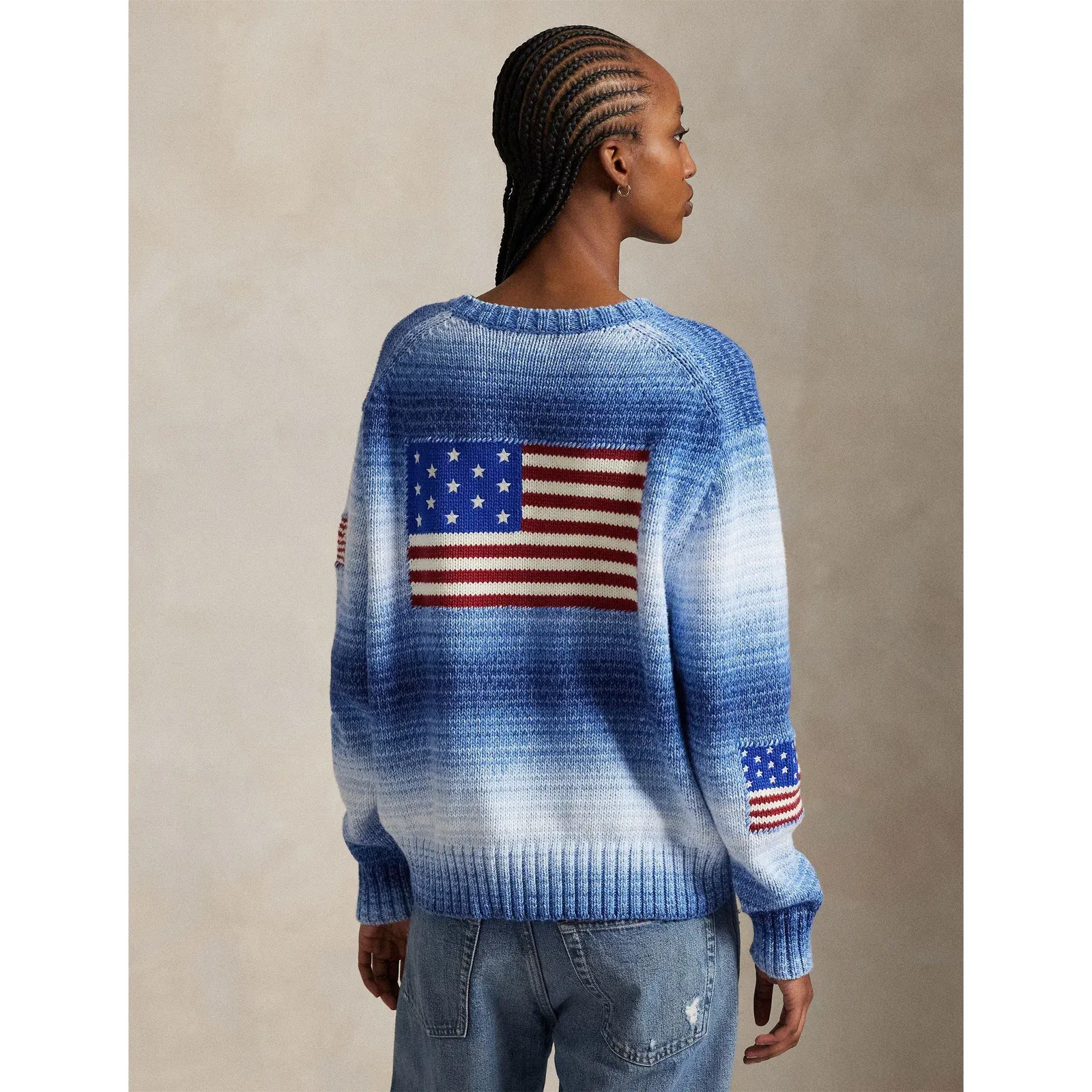 Flag Structured Knit Relaxed Fit Crew Neck Jumper