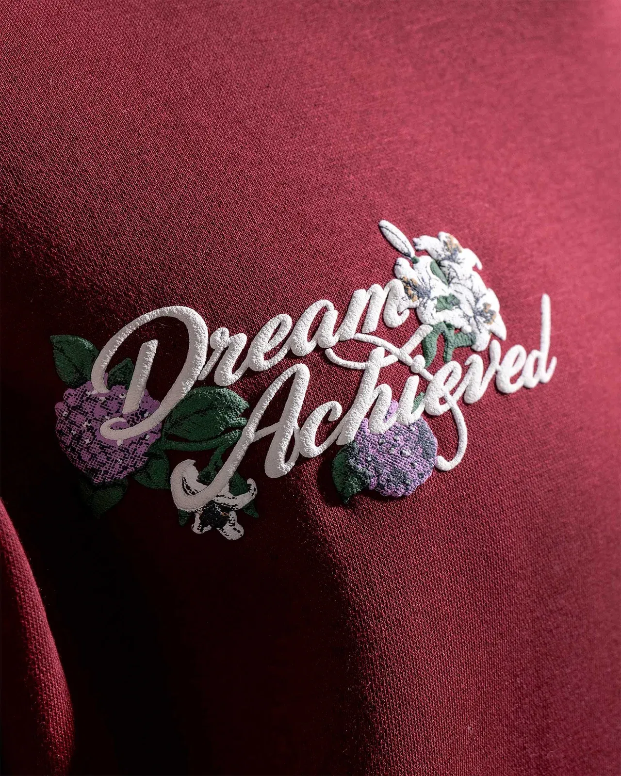 Dream Achieved - Wine Oversized Printed Hoodie