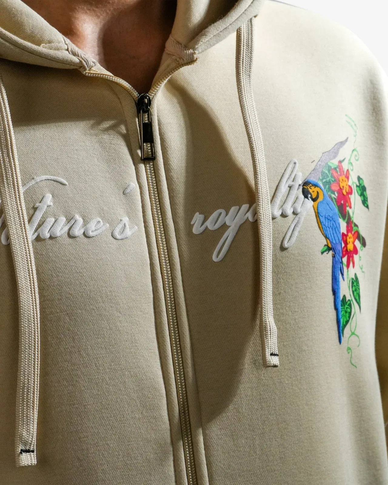 Nature's Royalty - Beige Oversized Zipper Hoodie