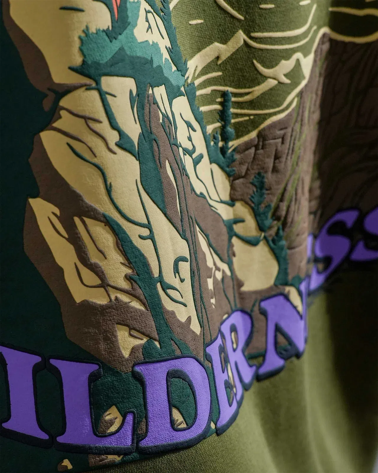 Countryside Wilderness - Olive Printed Oversized Zipper Hoodie