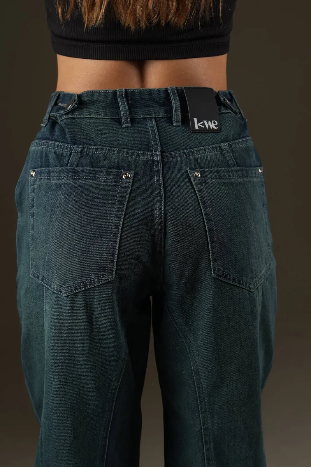 Washed Panelled Straight Fit Organic Cotton Jeans