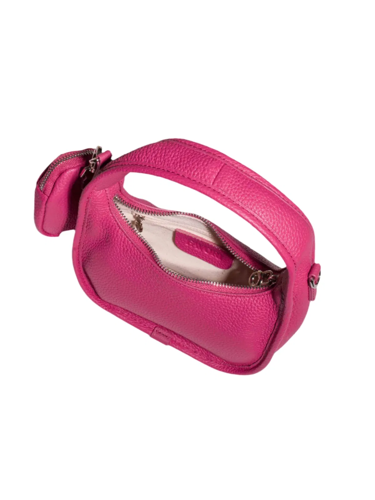 Jolie - Ladies Leather Hobo With Hanging Airpod Case | Fuchsia