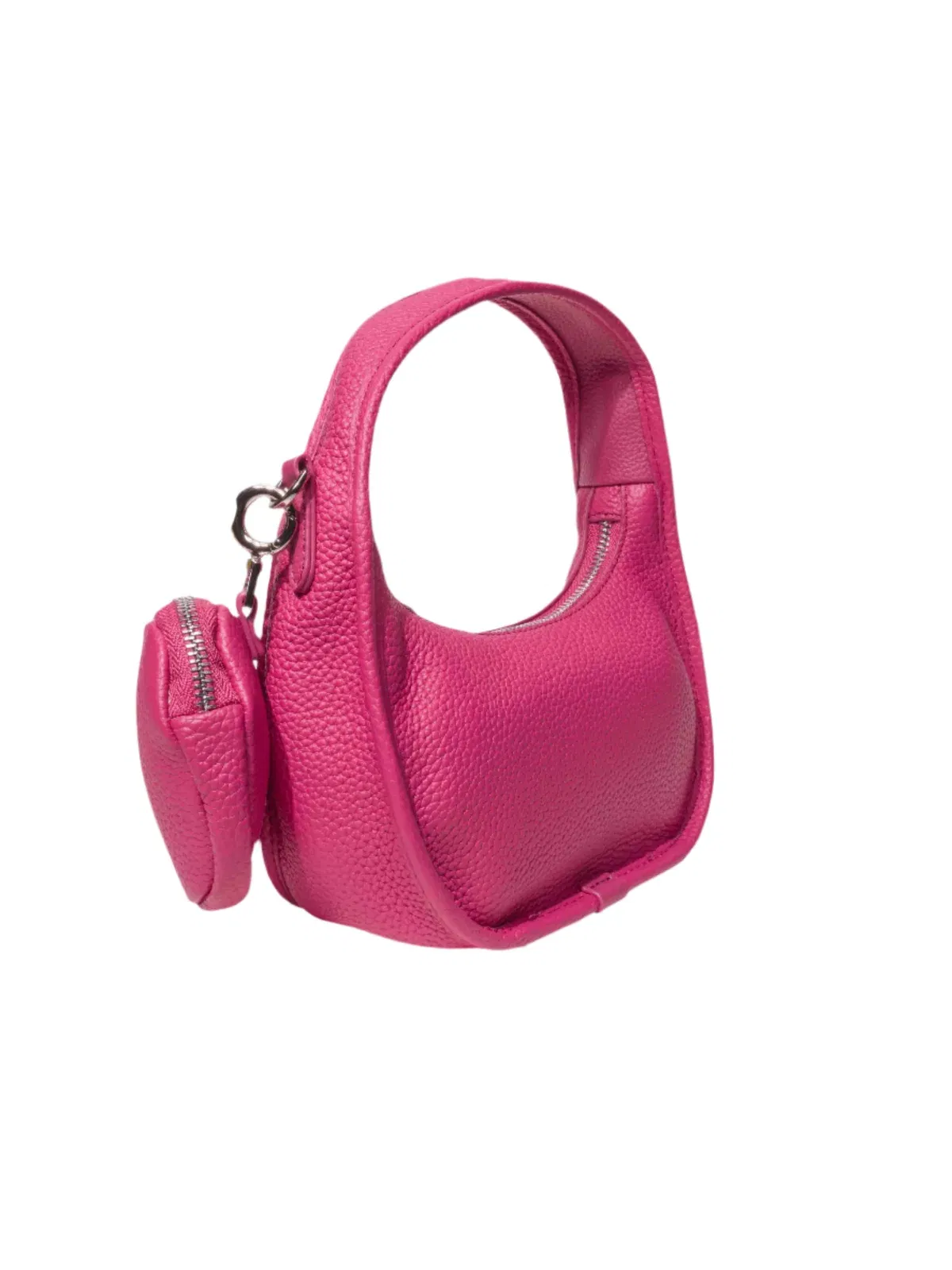 Jolie - Ladies Leather Hobo With Hanging Airpod Case | Fuchsia