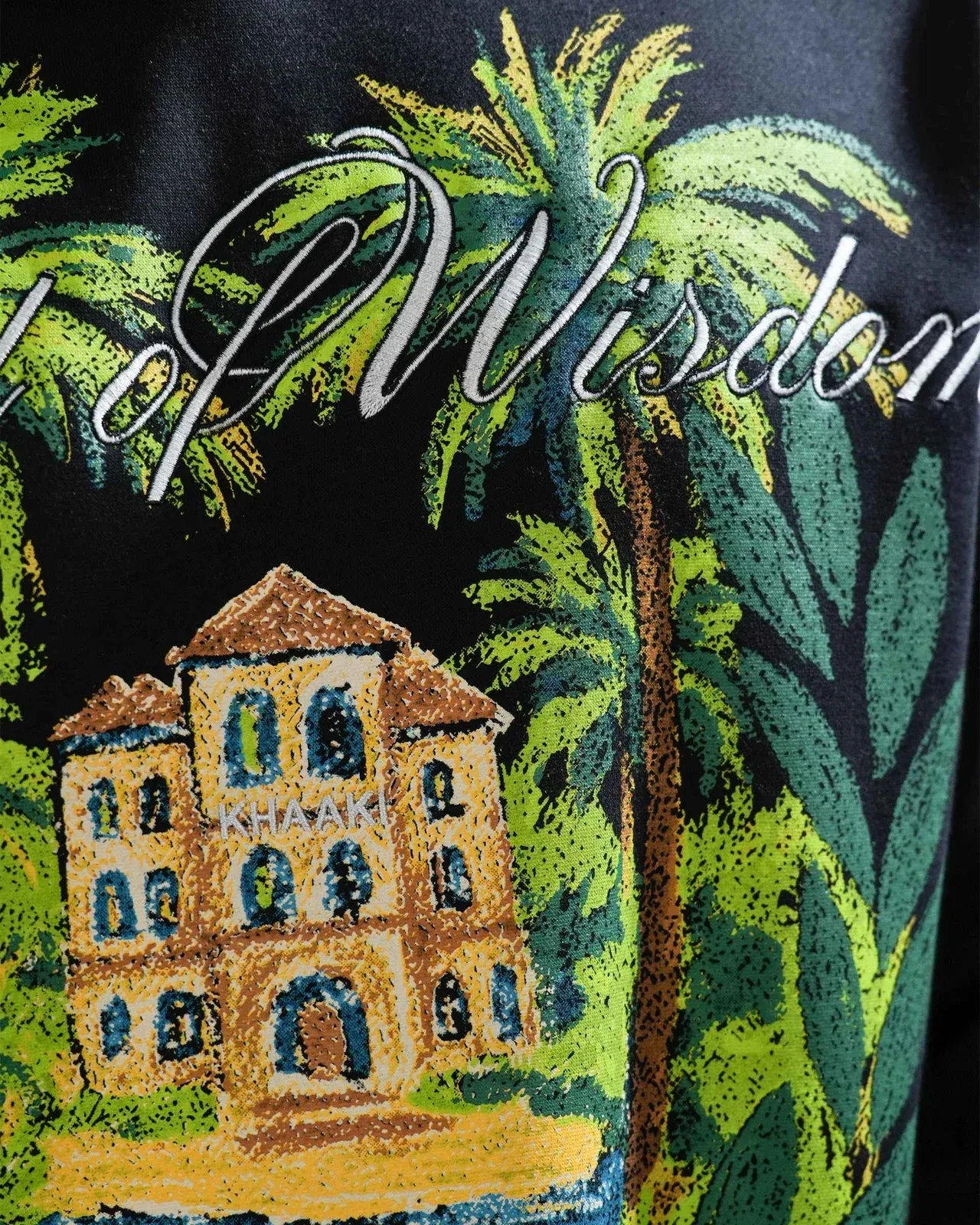 Land Of Wisdom - Black Printed Oversized Hoodie