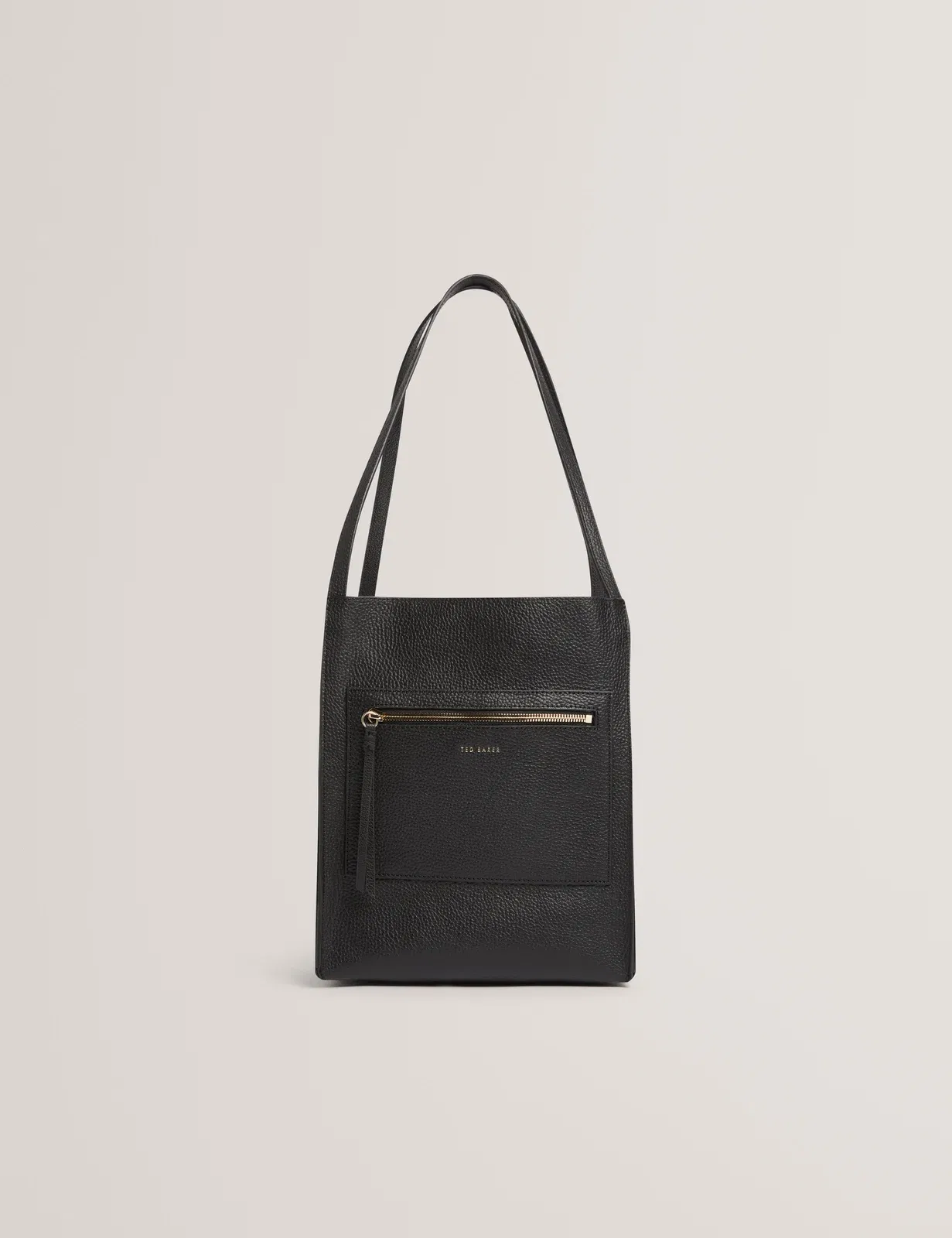 Ted Baker Taala Soft Leather Zip Pocket Boxy Tote Bag In Black Women's