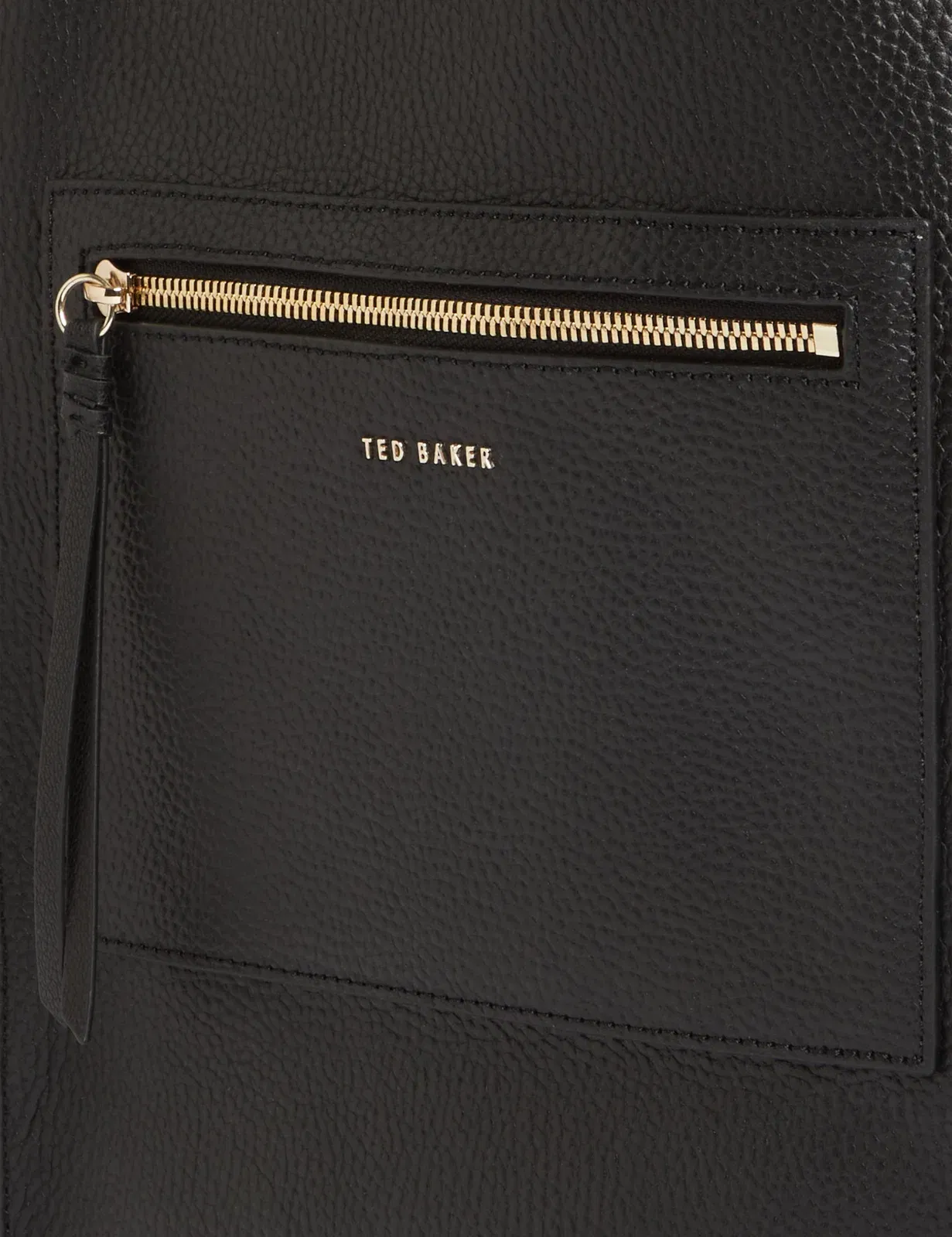 Ted Baker Taala Soft Leather Zip Pocket Boxy Tote Bag In Black Women's