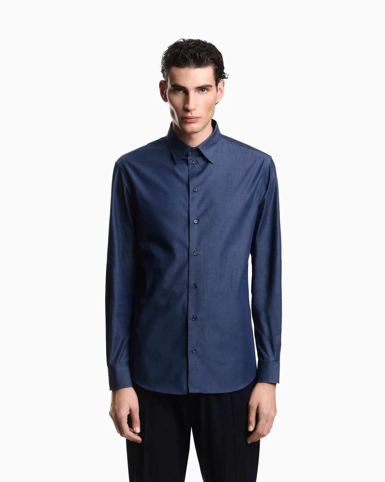 Emporio Armani Denim-effect fabric shirt