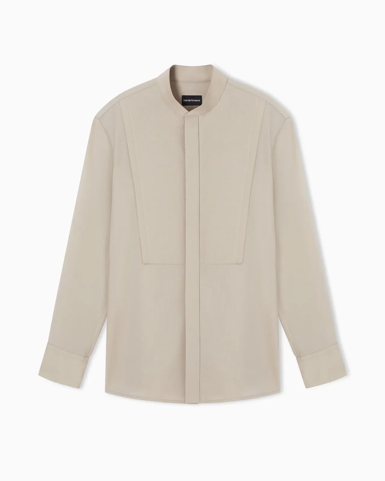 Emporio Armani Guru-collar shirt in soft-finish virgin-wool canvas
