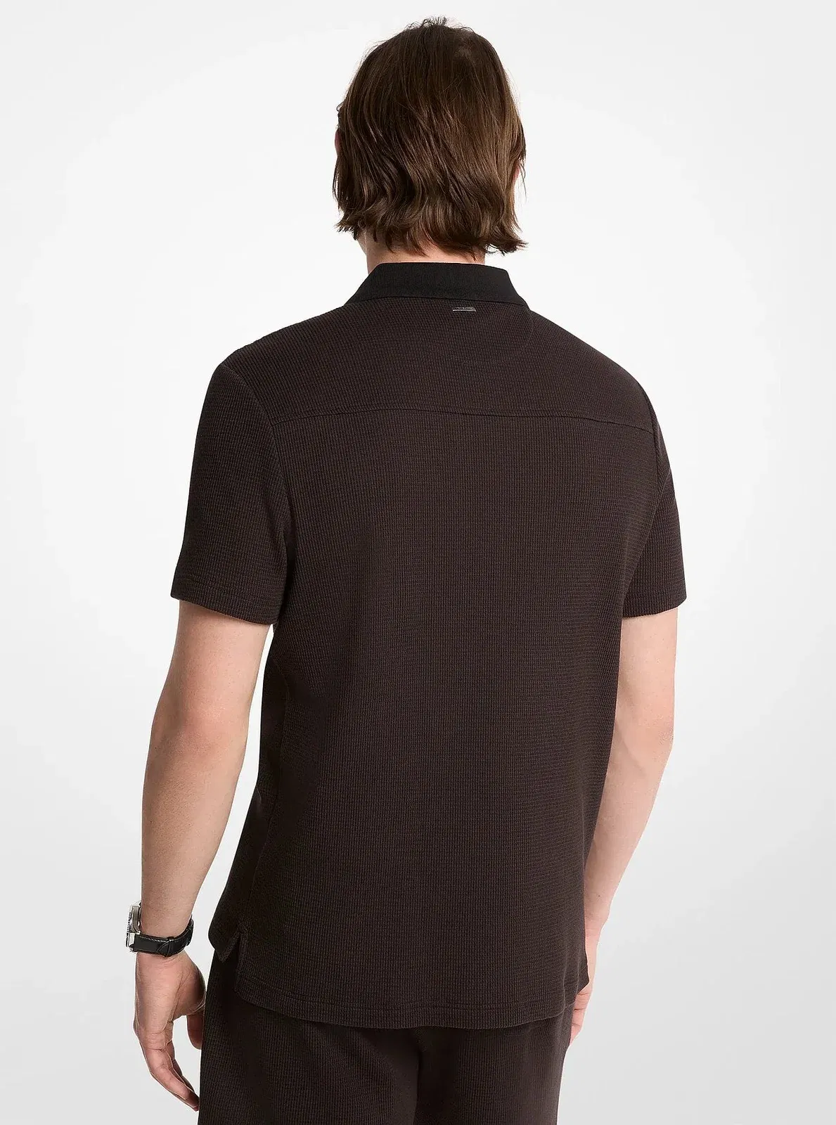 Michael Kors Waffle Knit Polo Shirt BLACK
