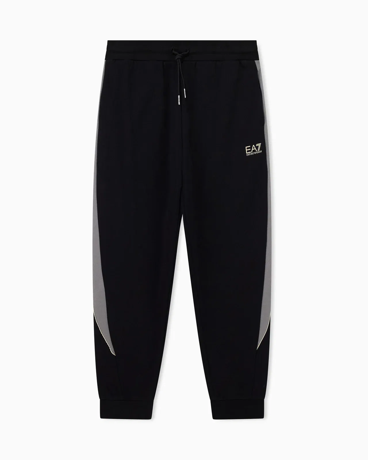 EA7 Slim-fit trousers in cotton-blend jersey with rib details