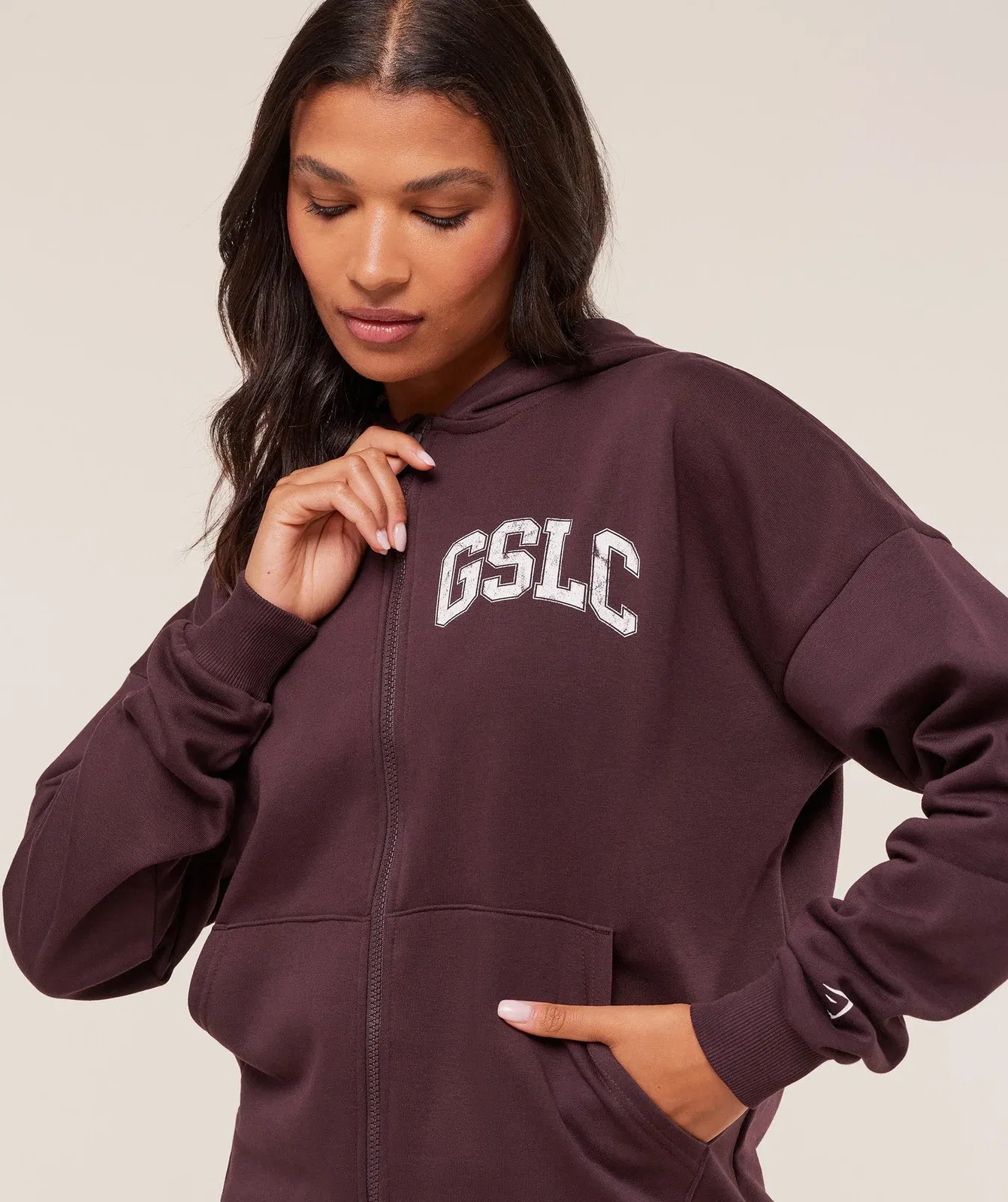 Women's Gymshark Gslc Graphic Zip Up Hoodie Cherry Purple