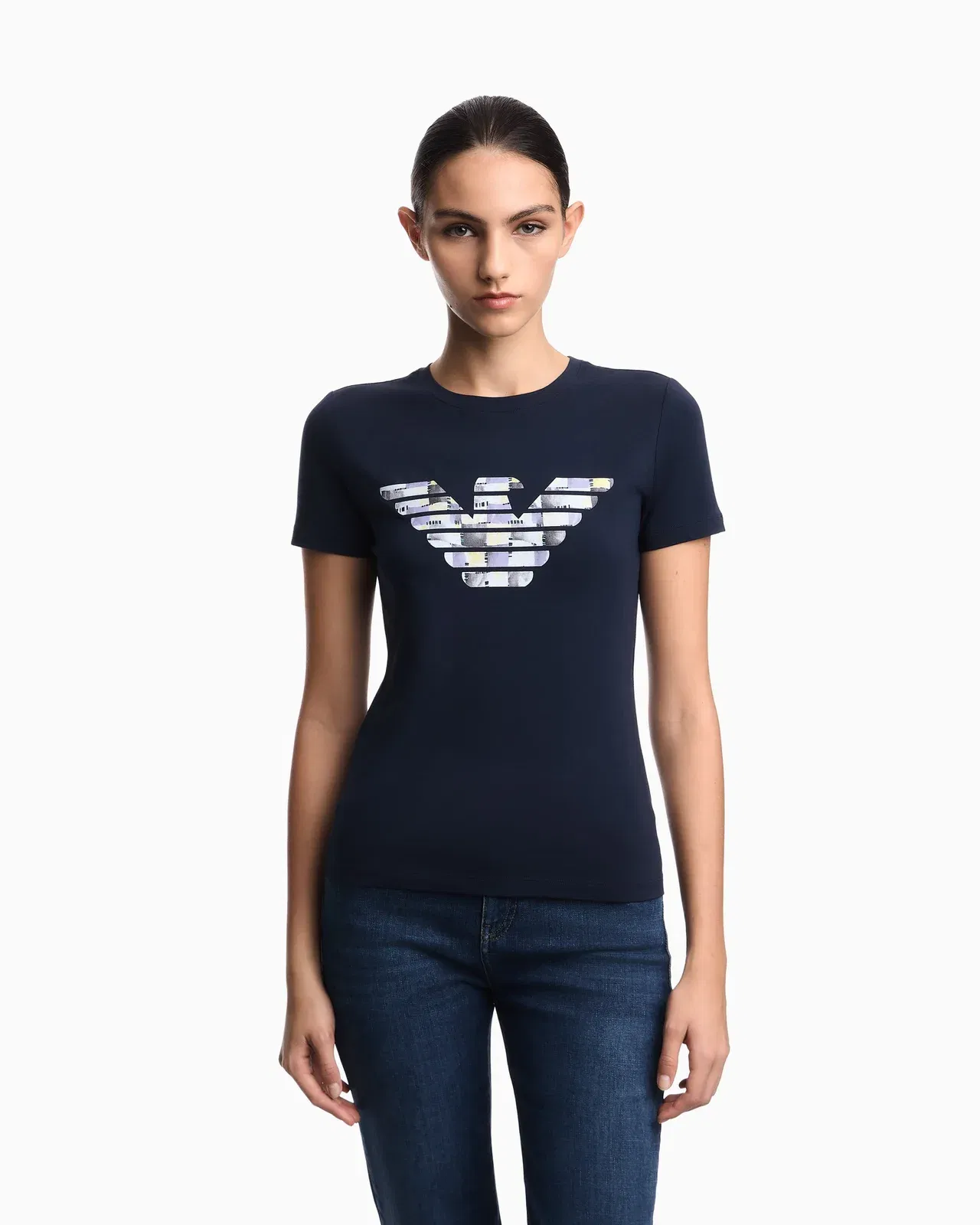 Emporio Armani T-shirt regular fit in lightweight stretch cotton jersey