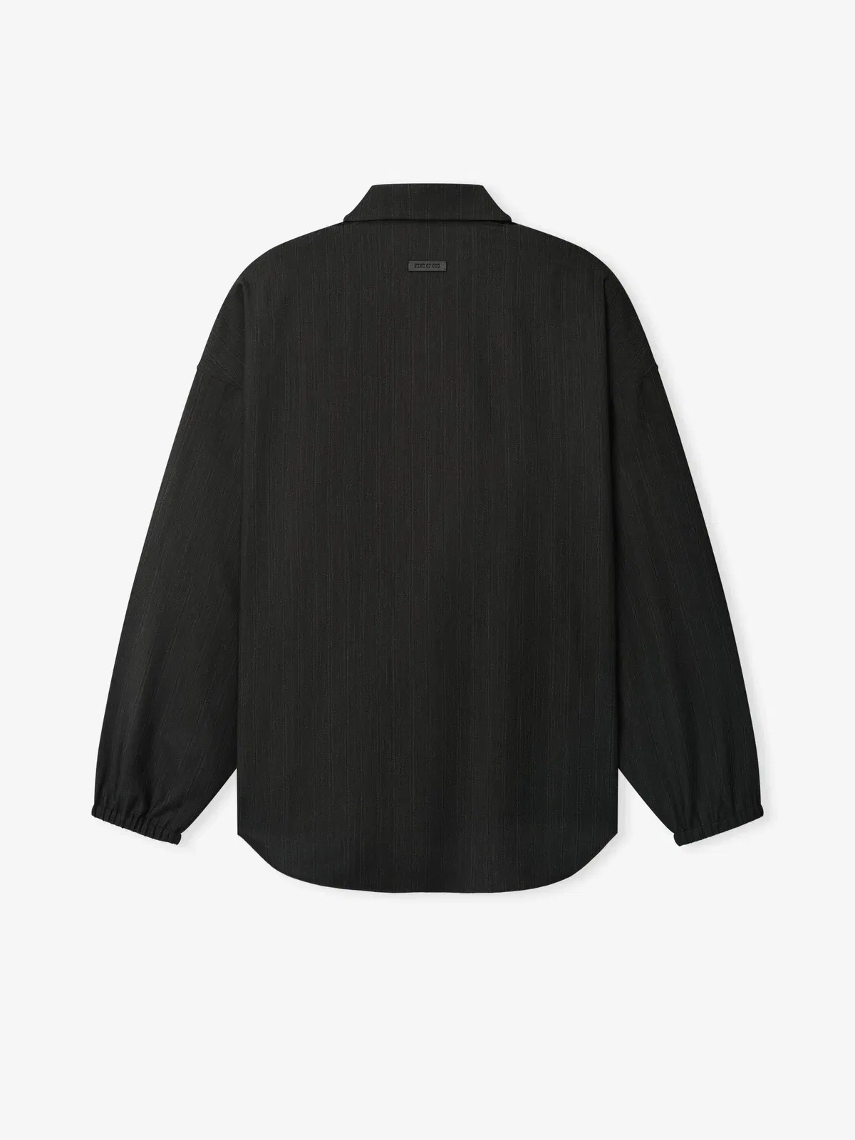 Essentials Black Striped Wool Elastic Cuff Shirt Black Striped