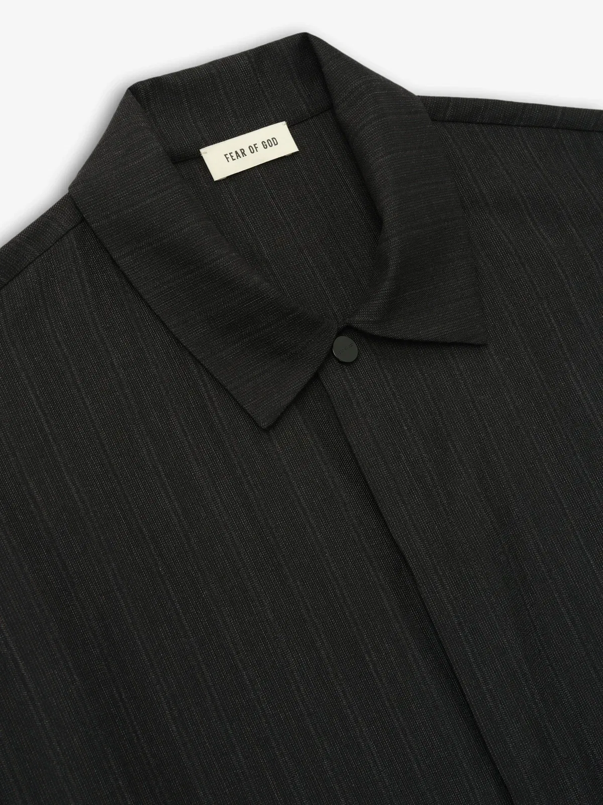 Essentials Black Striped Wool Elastic Cuff Shirt Black Striped