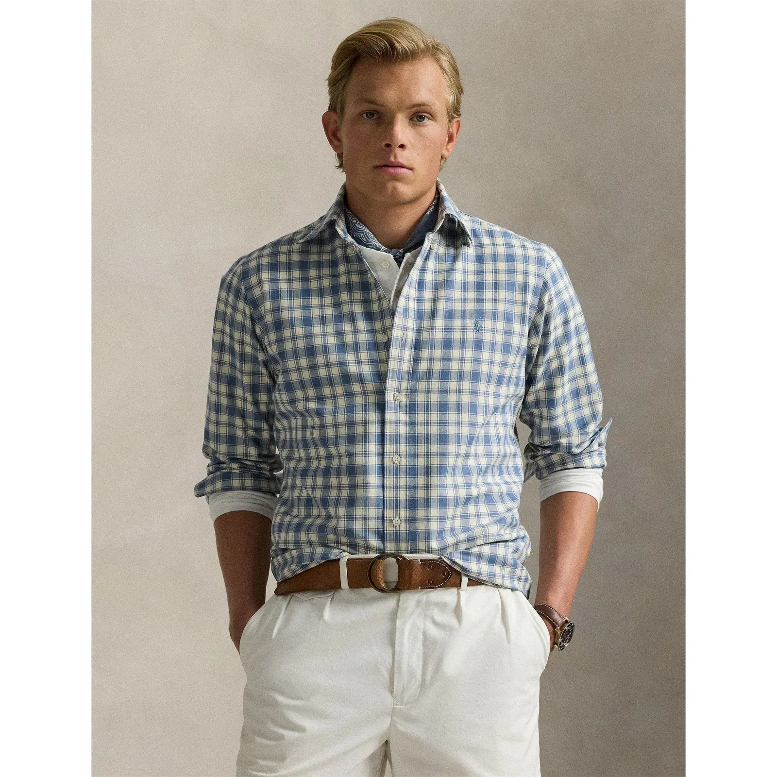 Custom Fit Plaid Oxford Shirt