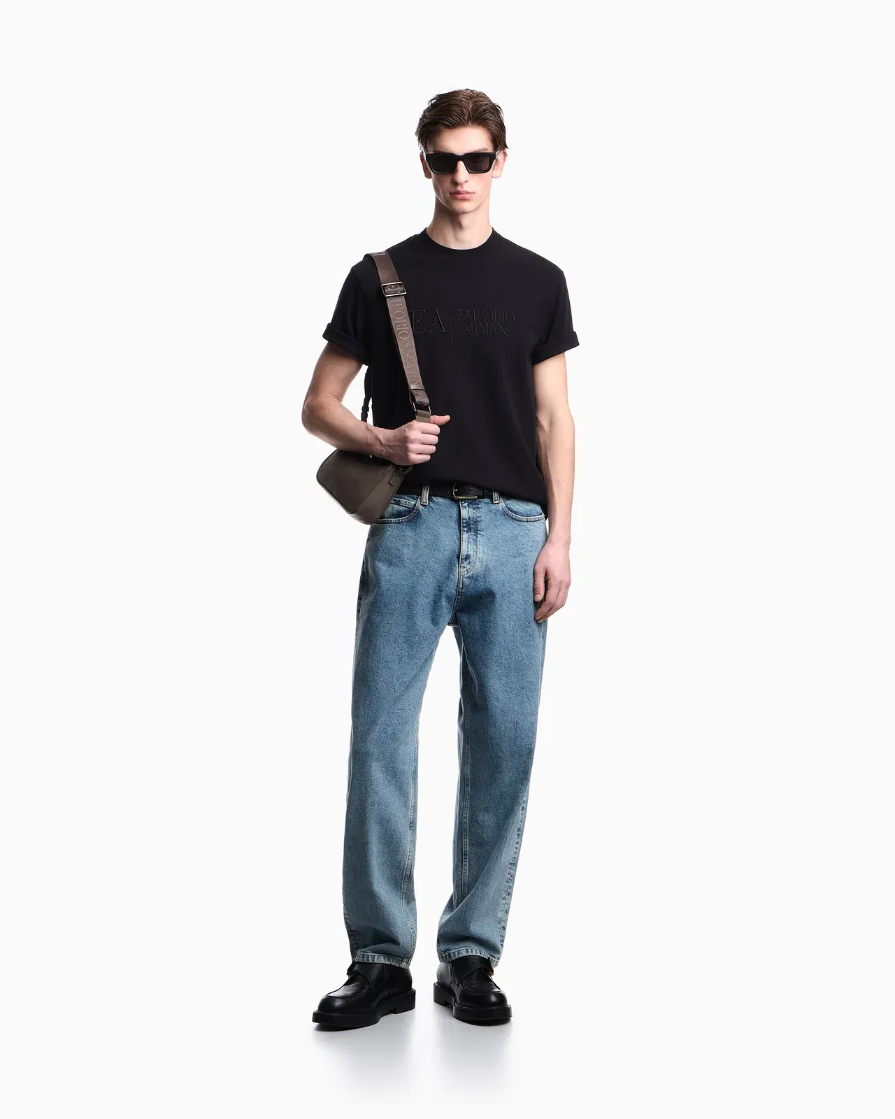 Emporio Armani Jersey t-shirt in interlock cotton with logo Capsule Icon