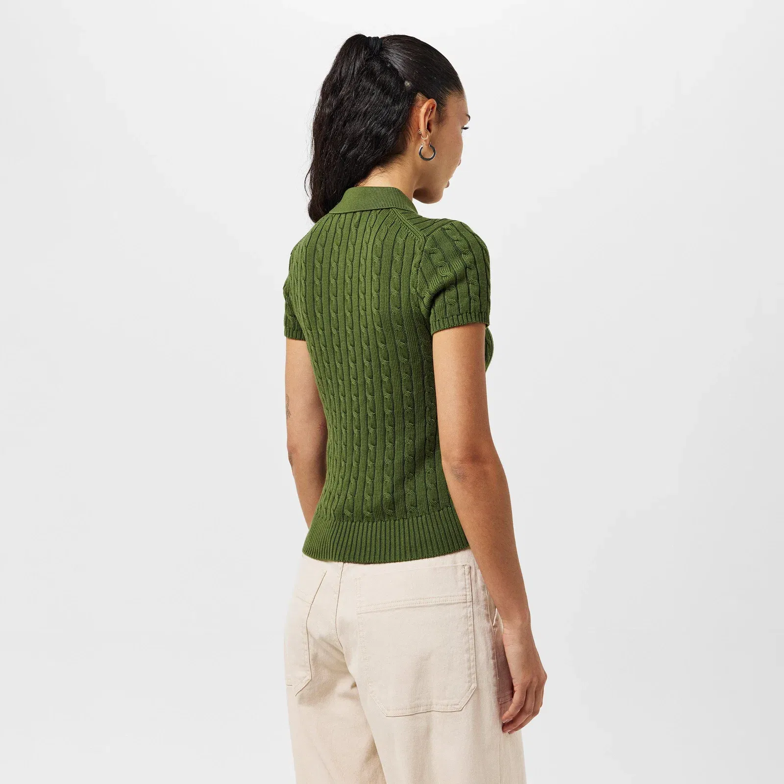 Cable Button Up Short Sleeve Shirt