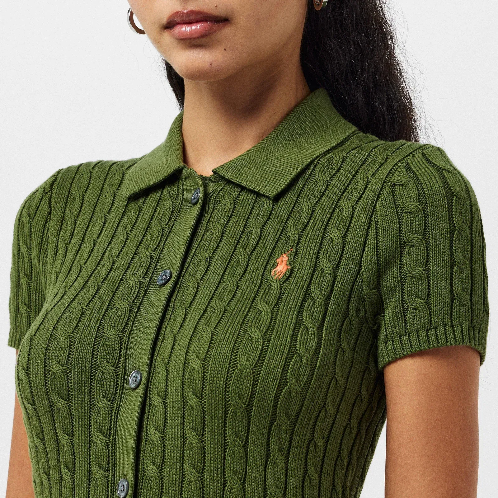Cable Button Up Short Sleeve Shirt