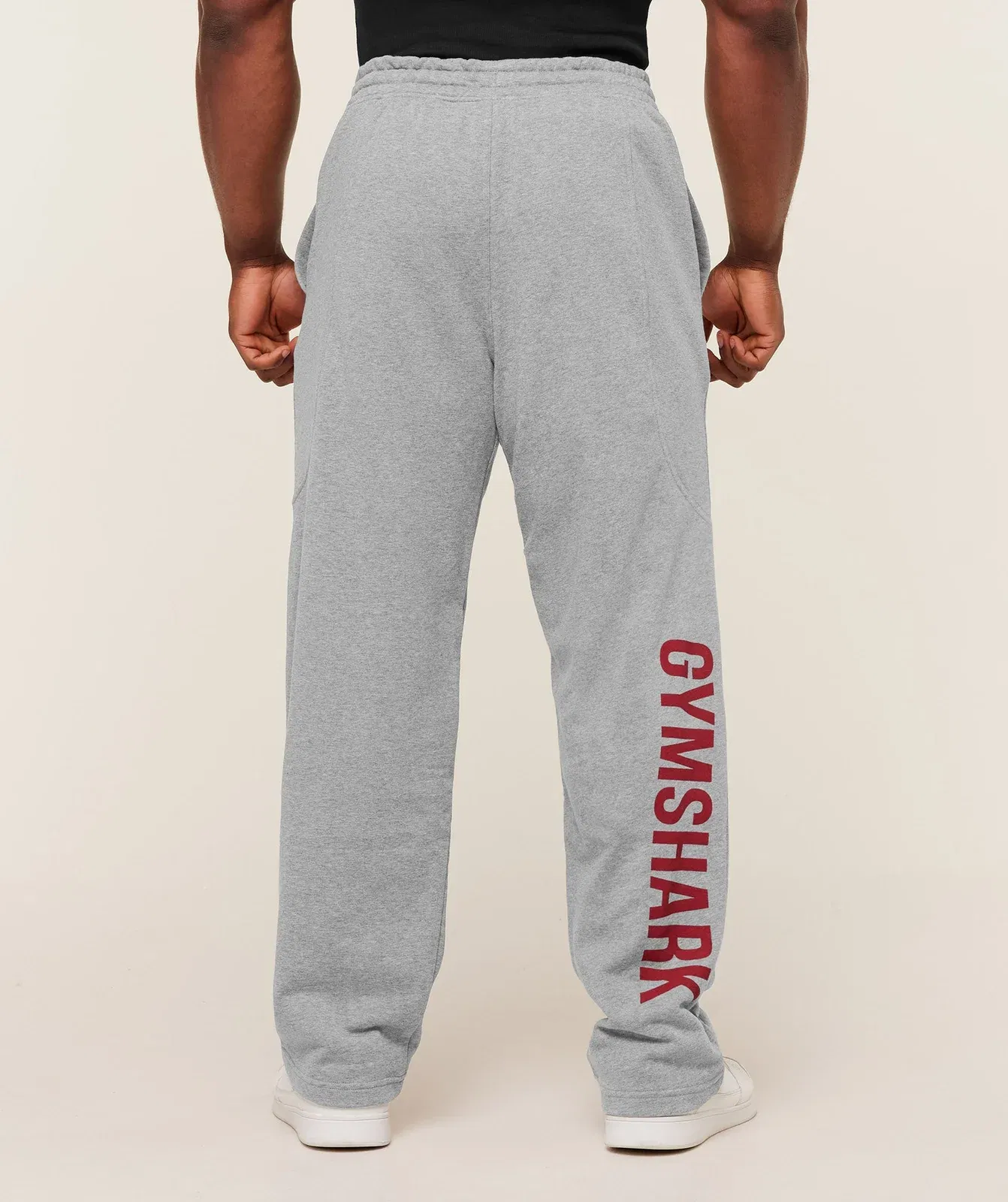 Gymshark Power Straight Leg Pants - Charcoal Core Marl/Sets Red