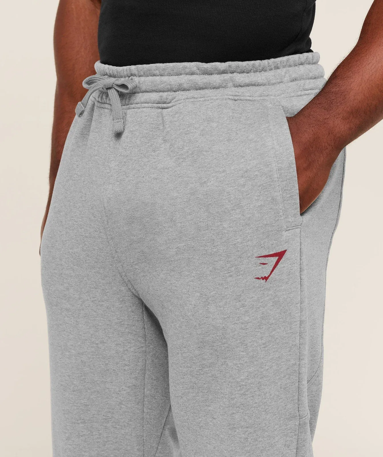 Gymshark Power Straight Leg Pants - Charcoal Core Marl/Sets Red