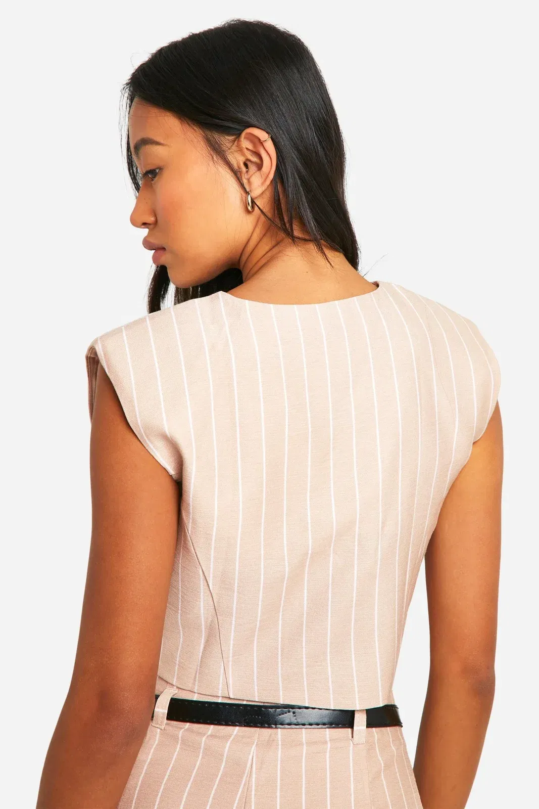 Woven Pinstripe Super Crop Waistcoat