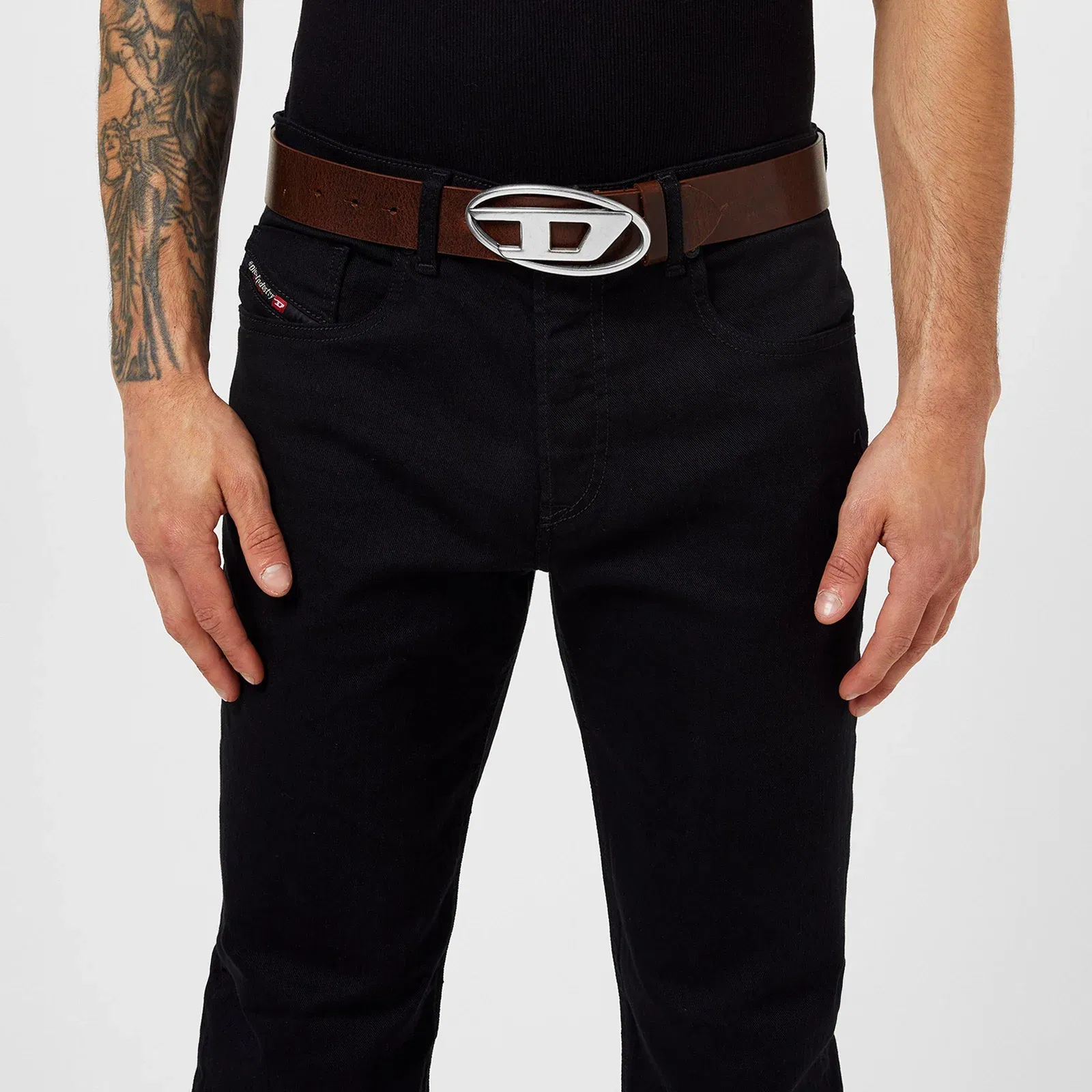 D Buckle Leather Belt